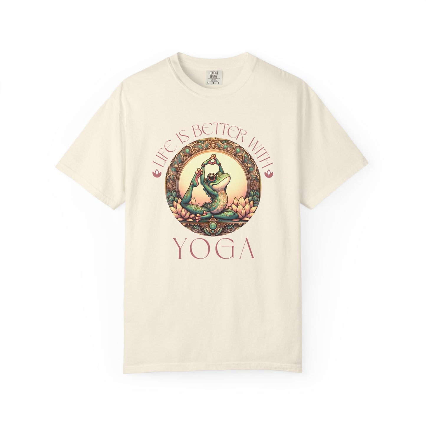 Yoga Frog Life Is Better With Yoga Unisex T-Shirt, Casual Wear, Highlander Fan Gift, T-Shirt Printify Ivory S