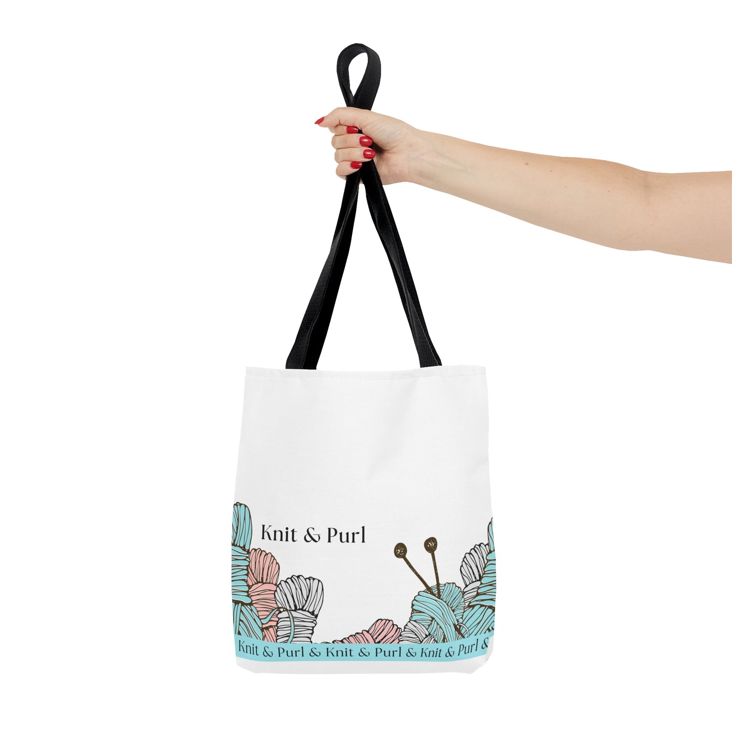 Knit & Purl Tote Bag, Crafter Bag, Yarn Storage Bag, Knitting Project Bag, Crochet Project Bag, Craft Project Tote Bag Bags Printify