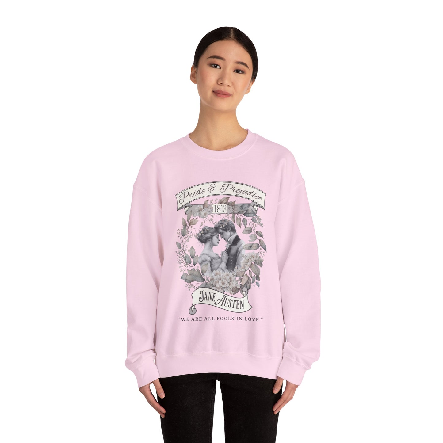Jane Austen Sweatshirt, Pride & Prejudice Historical Romance Sweater, Bookish Literary Jane Austen Fan Art Gift, Gift for Her, Readers, Sweatshirt Printify