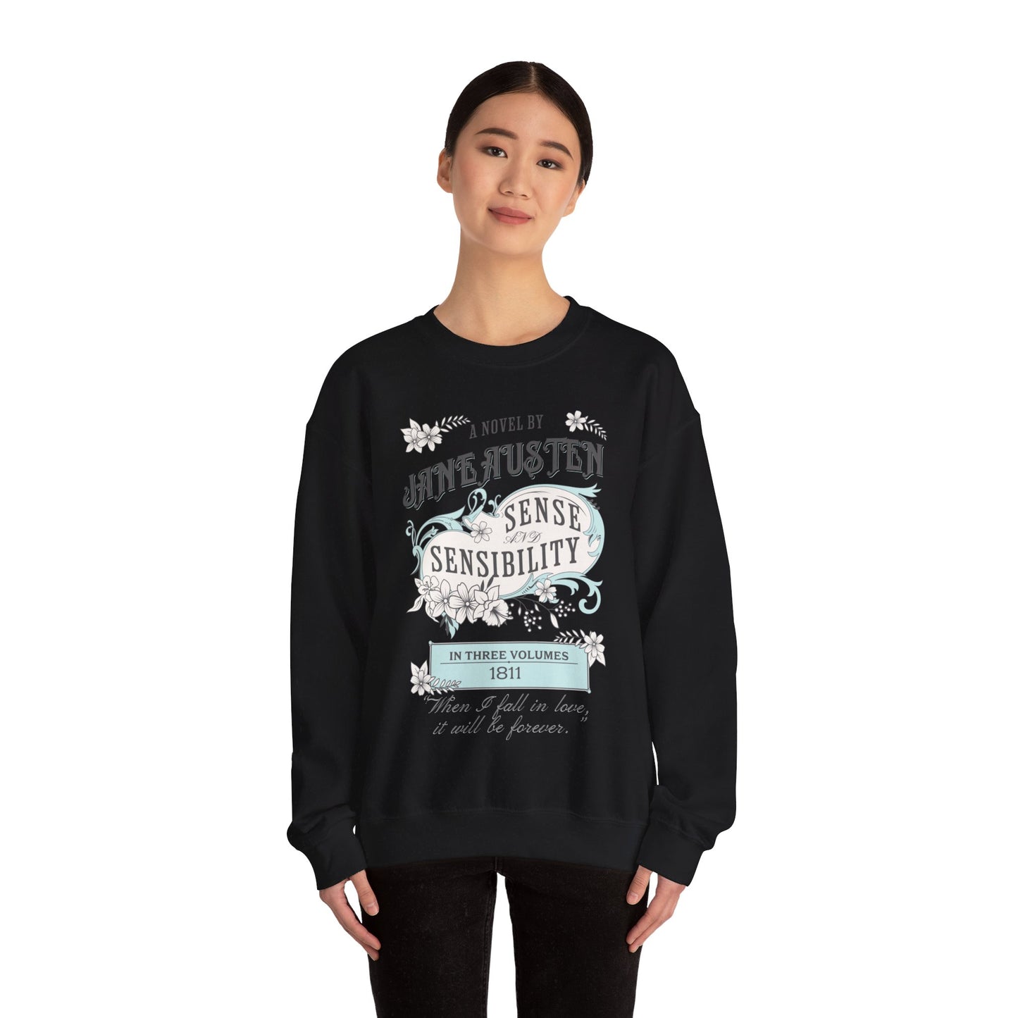 Jane Austen Sweatshirt, Sense & Sensibility Historical Romance Sweater, Bookish Literary Jane Austen Fan Art Gift, Gift for Her, Readers, Sweatshirt Printify