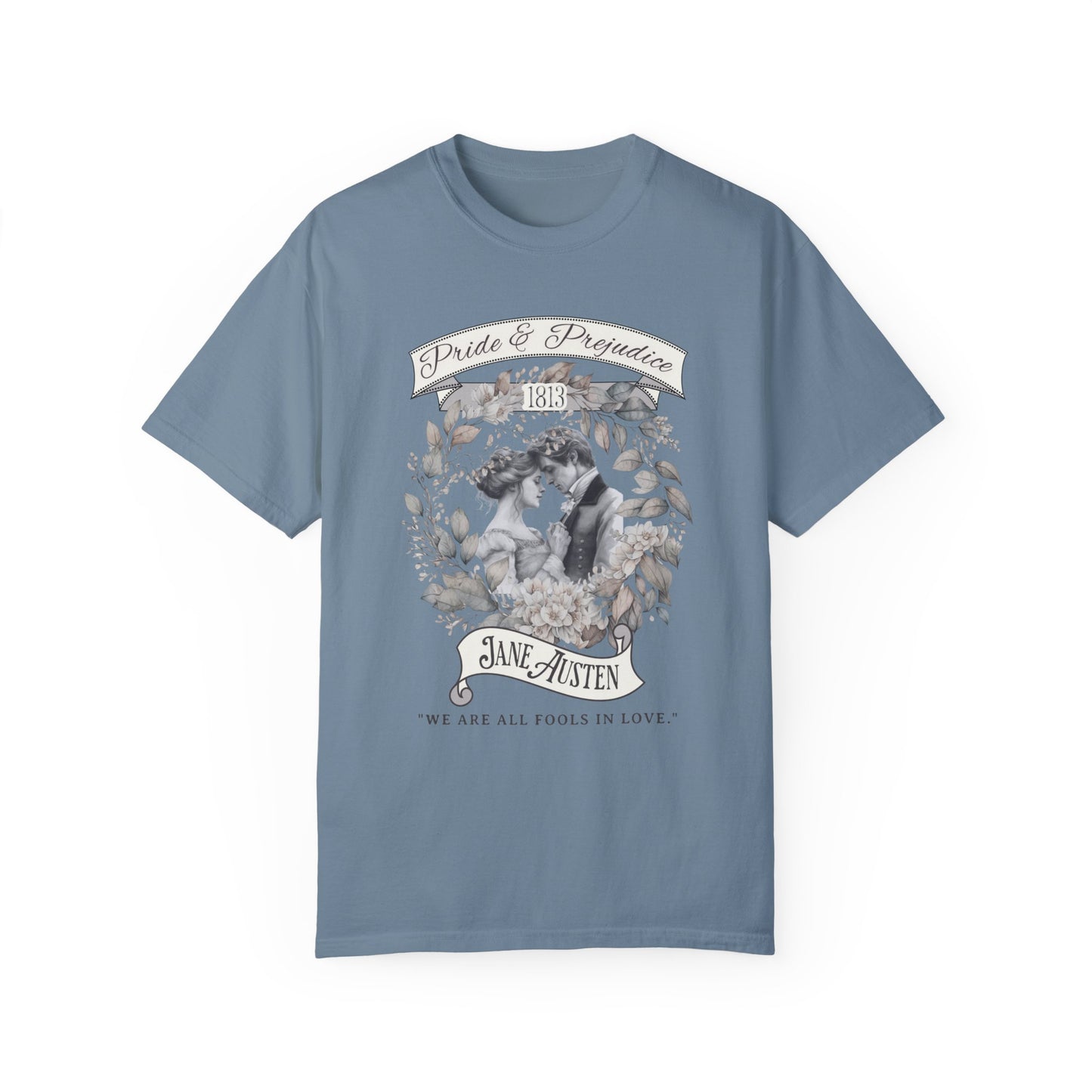 Pride and Prejudice T-Shirt Jane Austen Historical Romance Reader T-Shirt Printify Ice Blue S