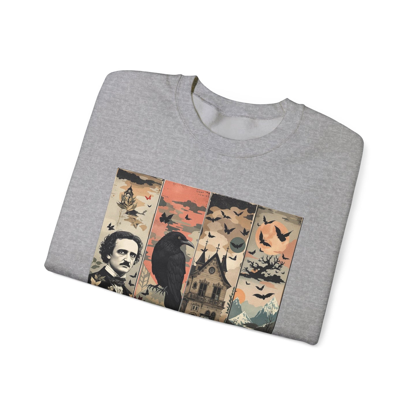 Edgar Allan Poe Sweatshirt The Raven Nevermore Gothic Horror Sweater Dark Academia Macabre Halloween Gift for Book Lovers Birthday Christmas
