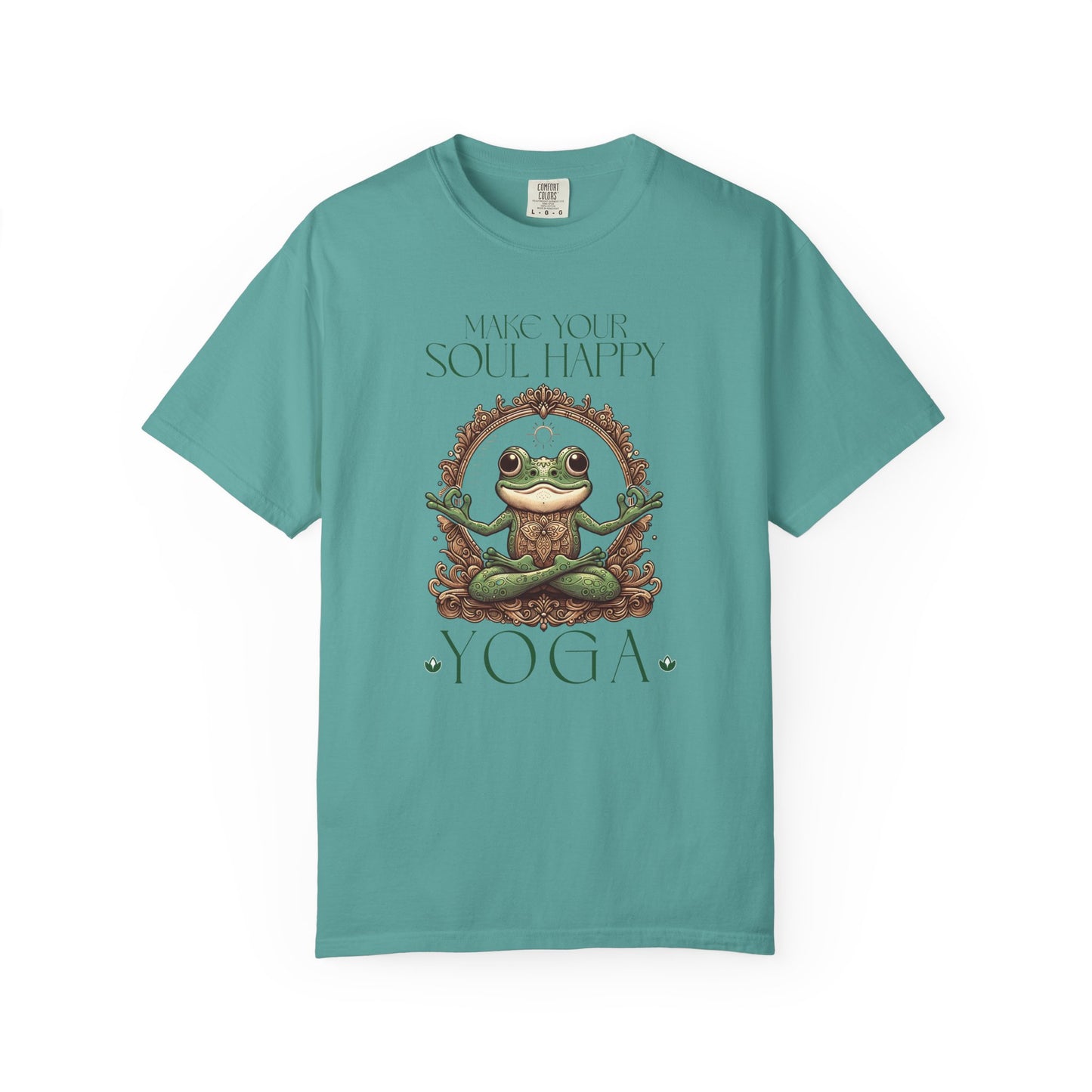 Green Yoga Frog Make Your Soul Happy Unisex T-Shirt, Casual Wear, Highlander Fan Gift, T-Shirt Printify Seafoam S
