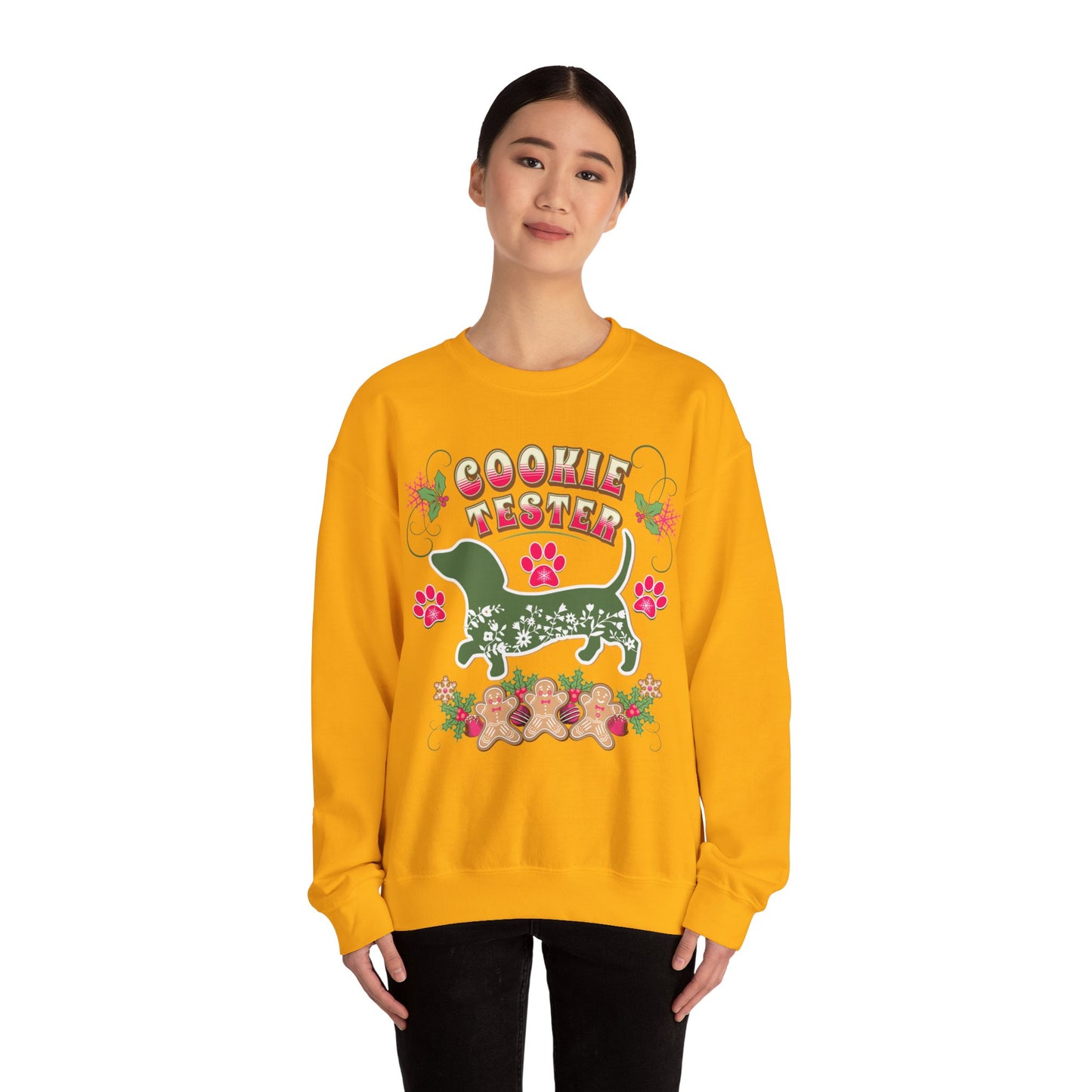 Christmas Dachshund Lover Baking Sweatshirt, Doxie Cookie Tester XMas T-Shirt, Dog Lover Shirt, Matching Family Christmas Cookie Baking Gift Sweatshirt Printify
