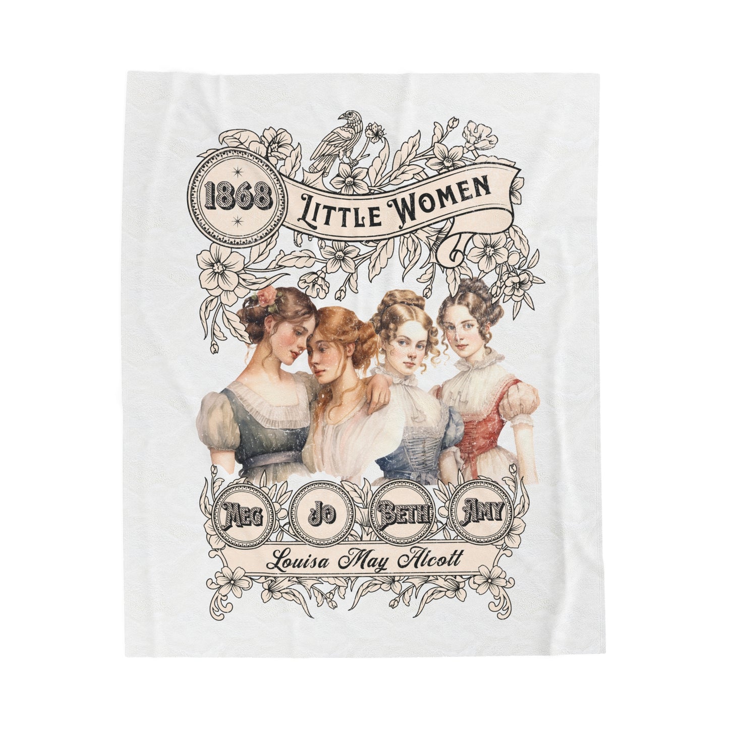 Little Women Plush Throw Blanket, Louisa May Alcott Historical Romance, Bookish Literary Reading Blanket Fan Art Gift for Her, Bookclub All Over Prints Printify 50" × 60"
