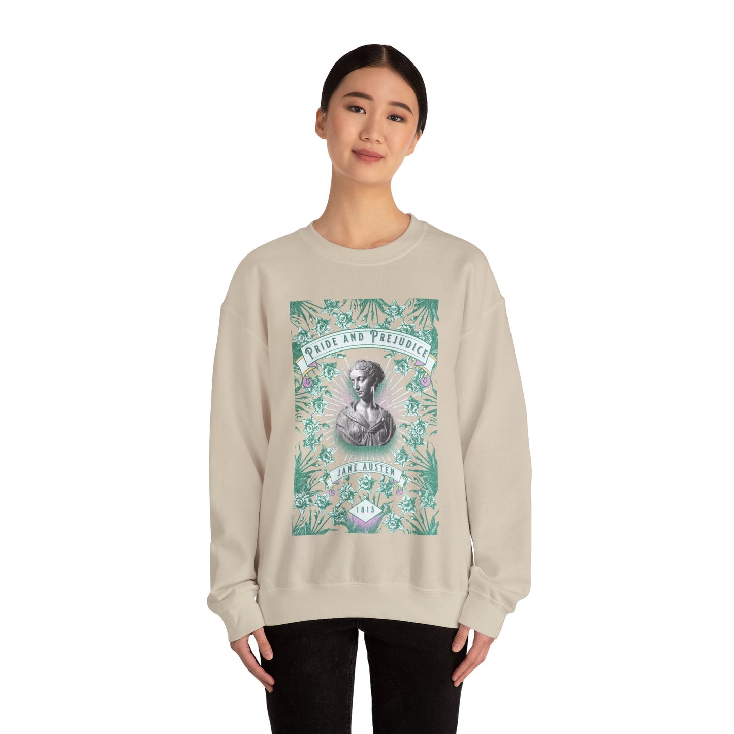 Jane Austen Sweatshirt, Pride & Prejudice Historical Romance Sweater, Bookish Literary Jane Austen Fan Art Gift, Gift for Her, Readers, Sweatshirt Printify