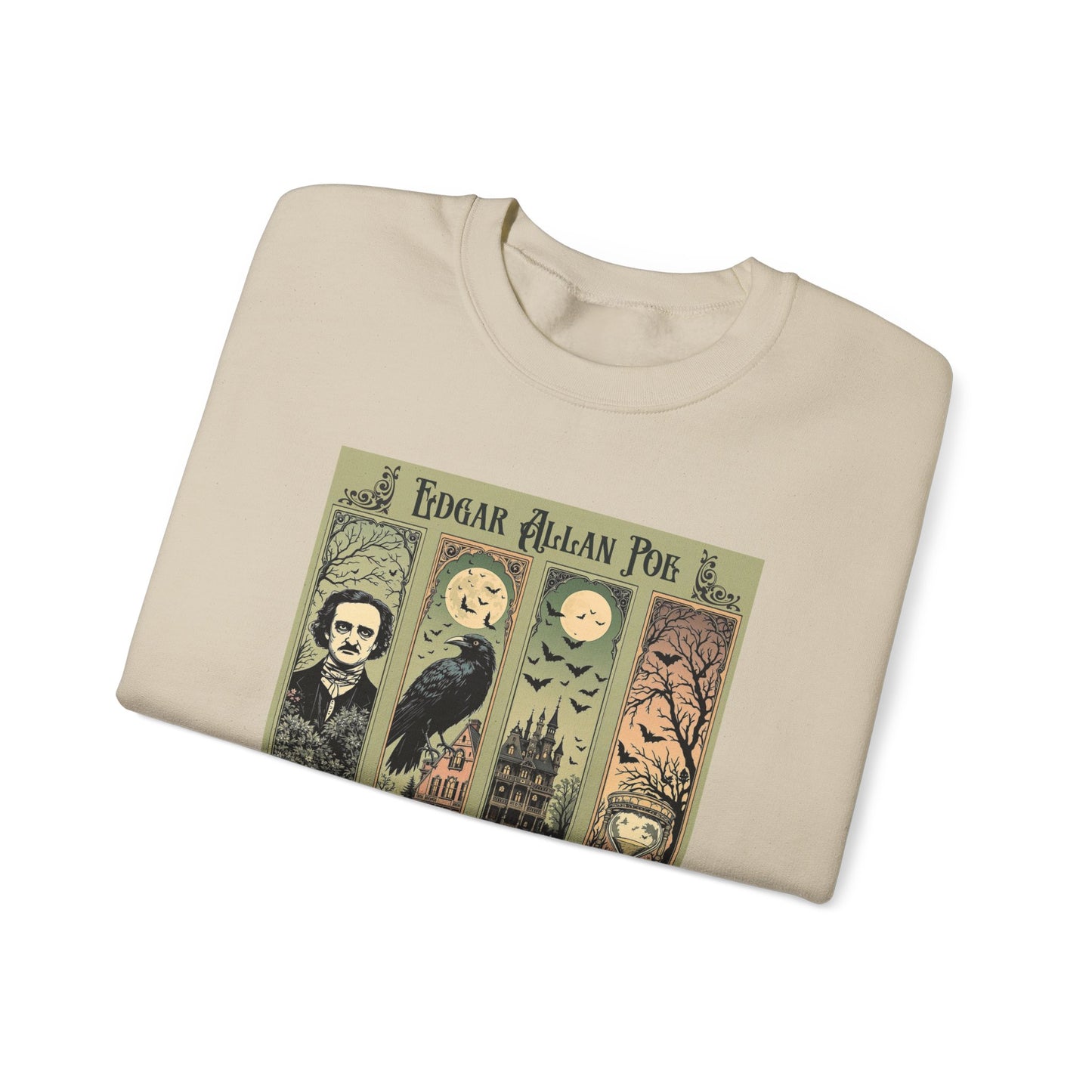 Edgar Allan Poe Sweatshirt The Raven Nevermore Gothic Horror Sweater Dark Academia Macabre Halloween Gift for Book Lovers Birthday Christmas Sweatshirt Printify