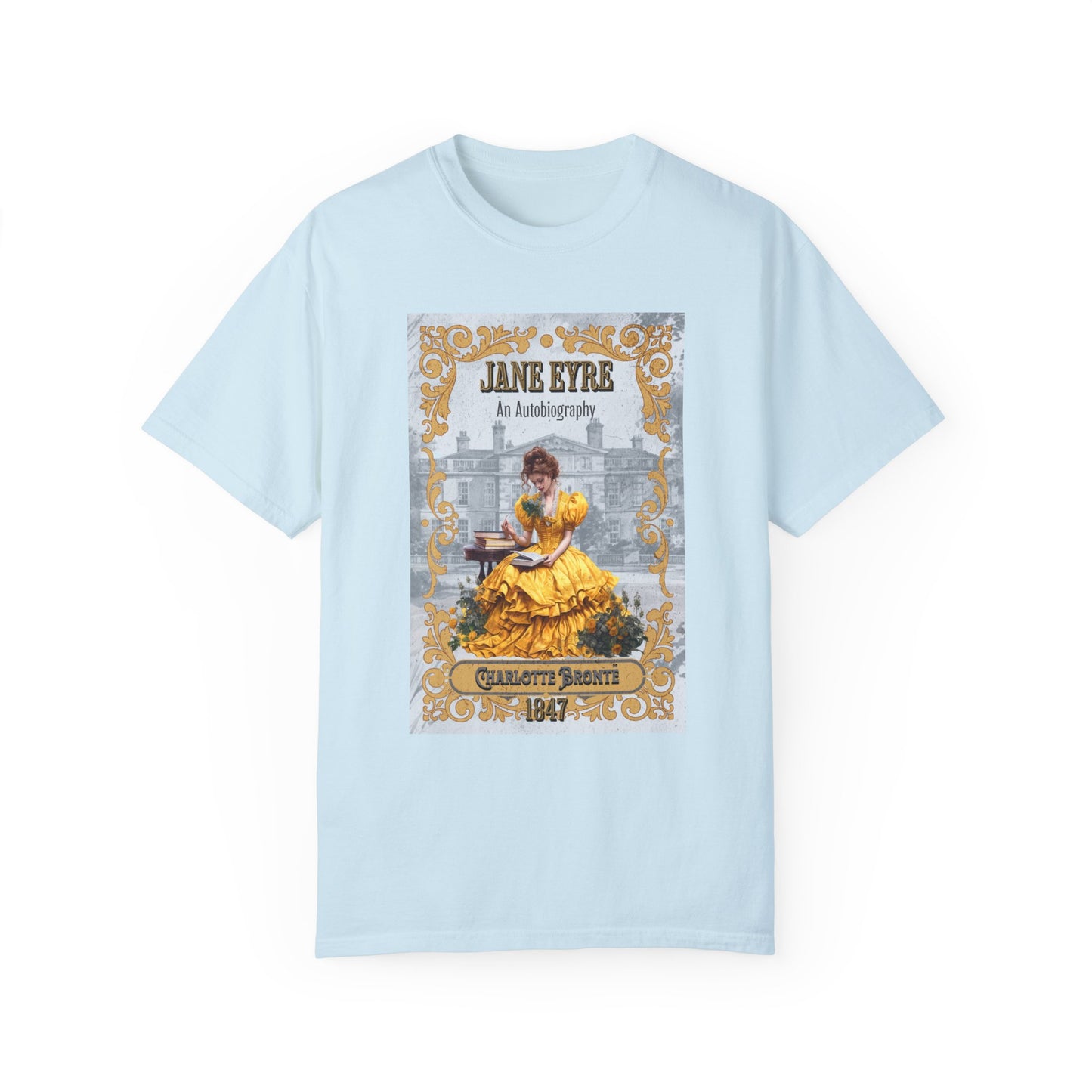 Jane Eyre T-shirt, Charlotte Brontë Historical Romance Comfort Colors Tee, Bookish Literary Brontë Sisters Fan Art Gift for Her, Bookclub T-Shirt Printify Chambray S