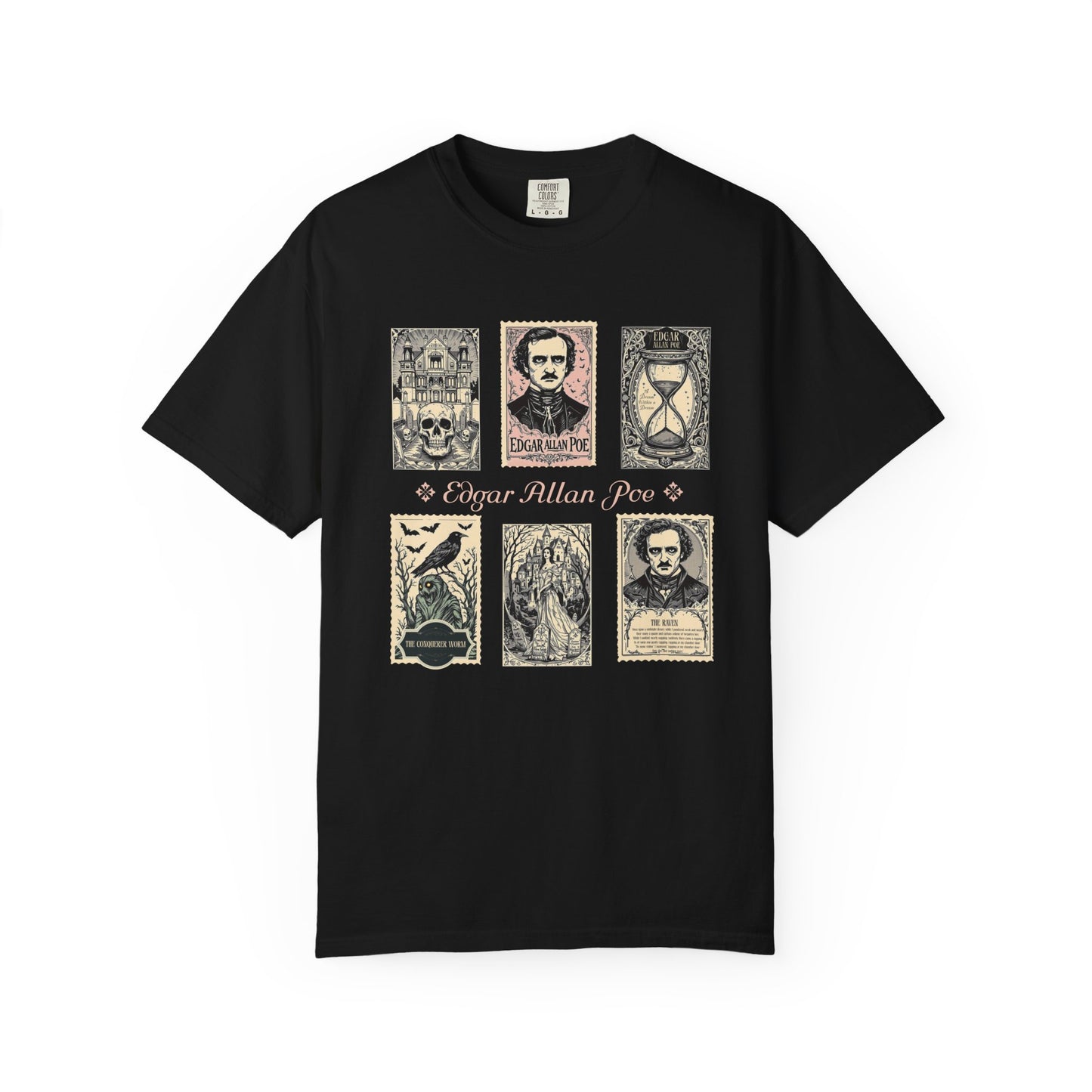 Edgar Allan Poe T-Shirt Gothic Graphic Tee The Raven Nevermore Quote Horror Literature Shirt Dark Academia Aesthetic Halloween Party Gift T-Shirt Printify Black S