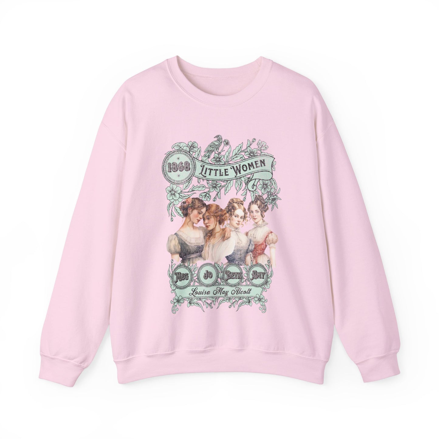 Little Women Sweatshirt, Louisa May Alcott Historical Romance Sweater, Bookish Literary Fan Art Gift, Gift for Her, Bookclub Crewneck Shirt Sweatshirt Printify S Light Pink