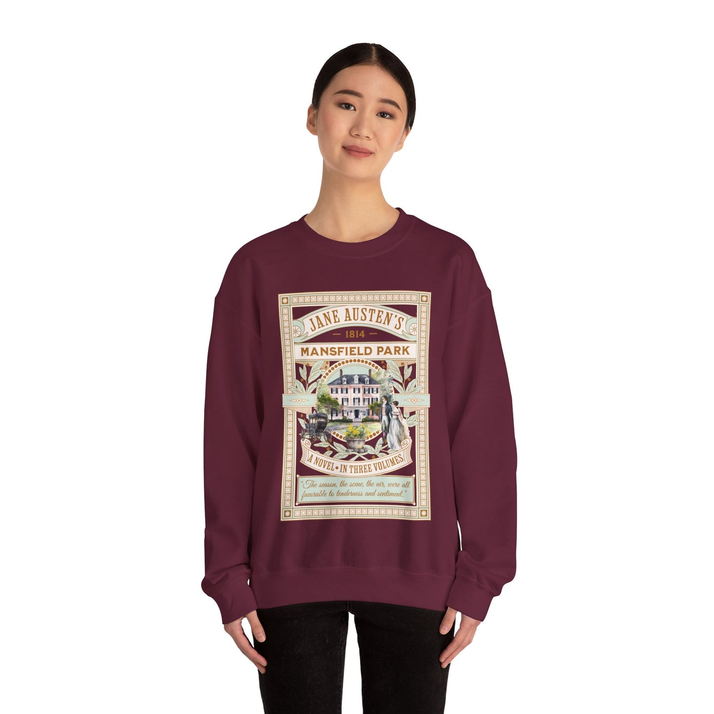 Jane Austen Sweatshirt, Mansfield Park Historical Romance Sweater, Bookish Literary Jane Austen Fan Art Gift, Gift for Her, Readers, Sweatshirt Printify