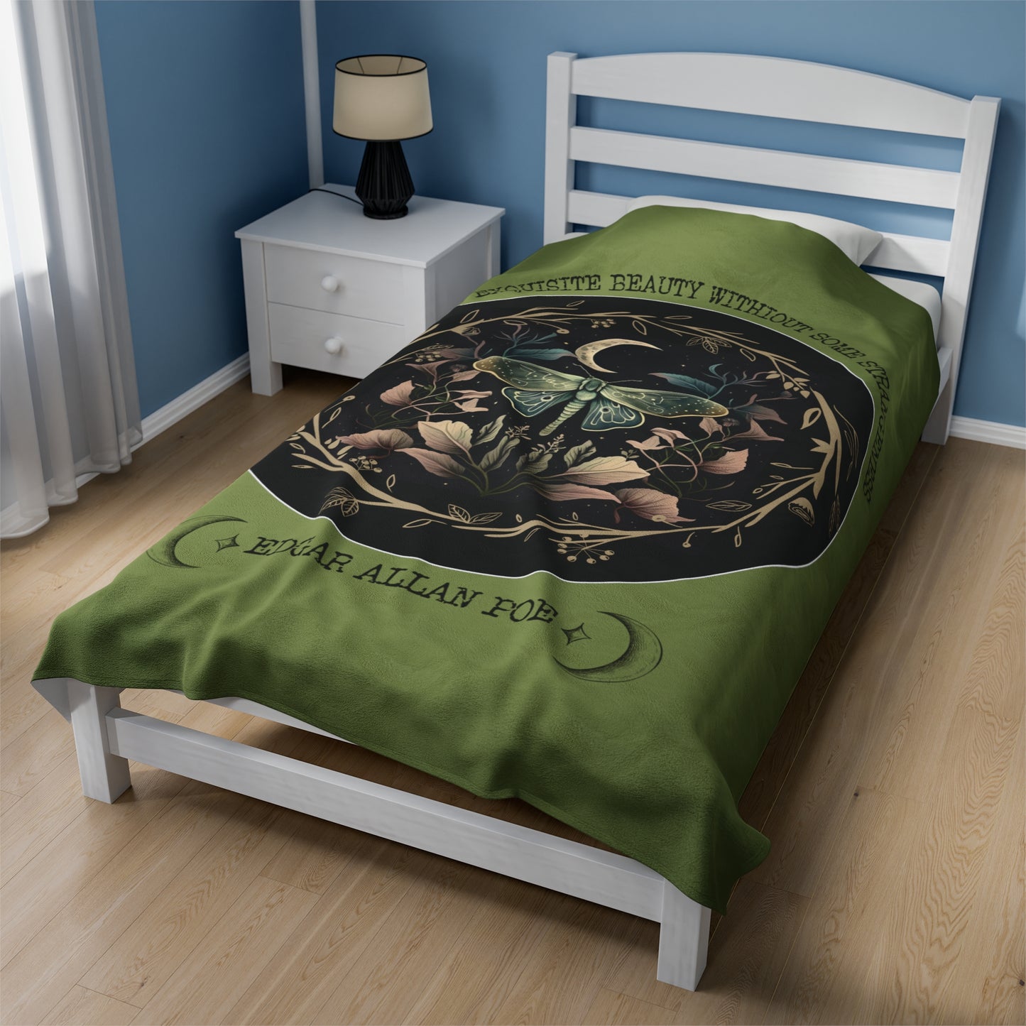 Edgar Allan Poe, Fairycore Nightgarden Throw Blanket, Book Lover Reading Blanket, Gothic Light, Dark Academia, Horror Movie Watching Blanket All Over Prints Printify