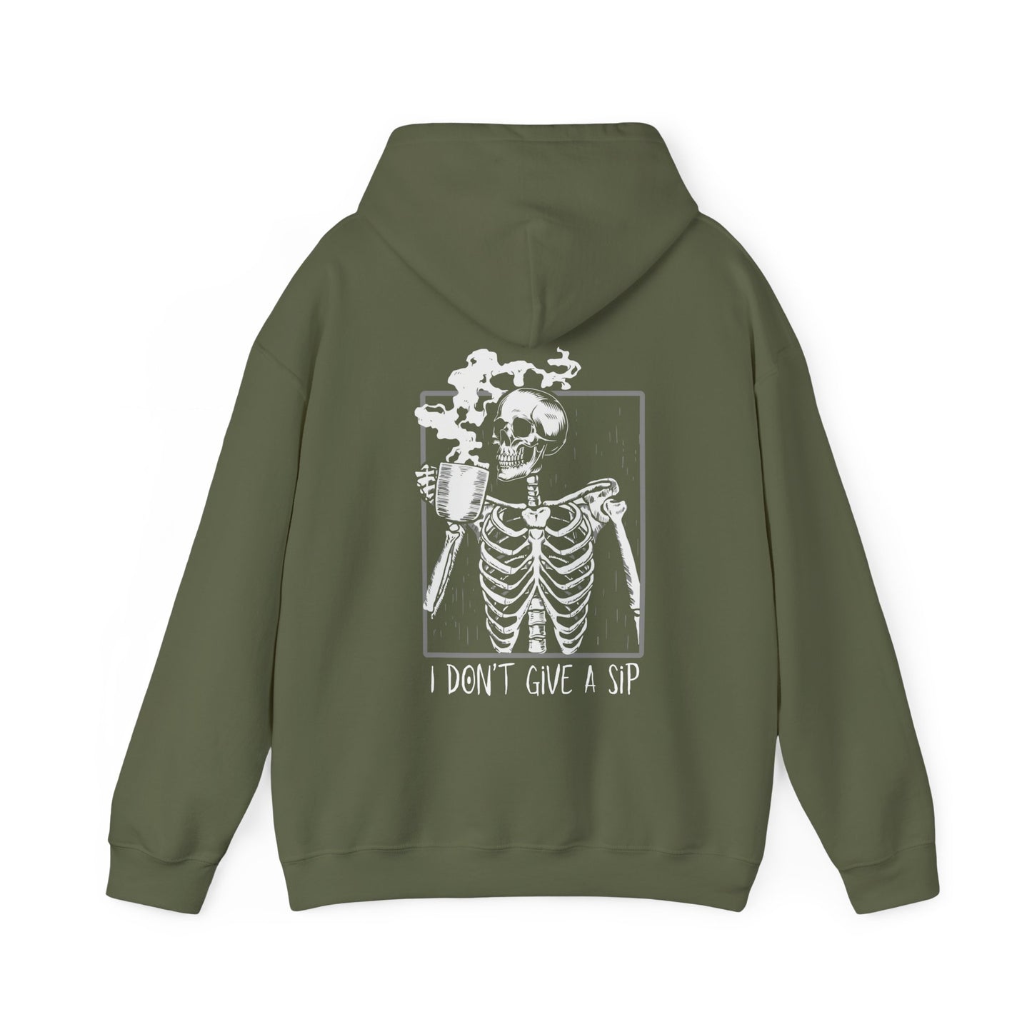 Halloween Skeleton Hoodie, Funny Coffee Drinking Skeleton, Spooky Season Sweater, Trick or Treating Shirt, Warm Halloween Party Hoodie Hoodie Printify