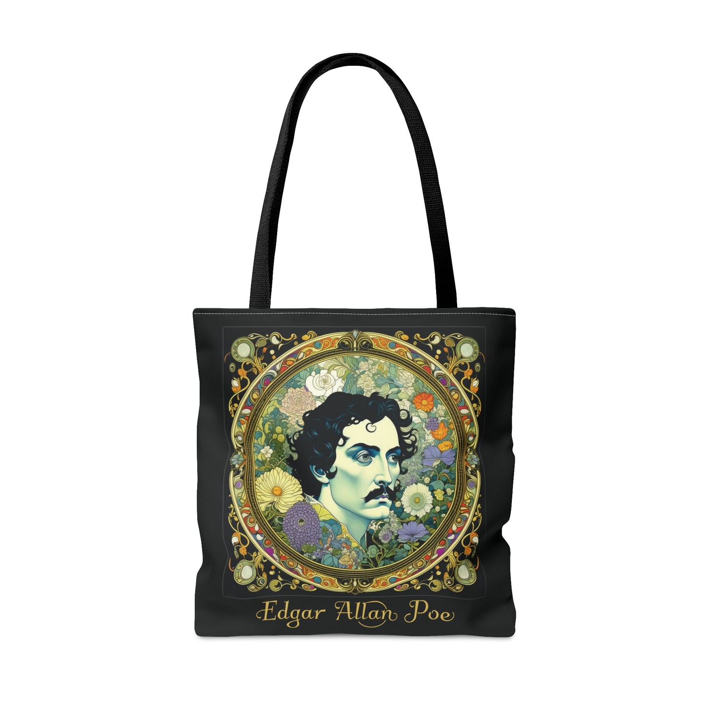 Edgar Allan Poe Tote Bag, Night Garden Botanical Shoulder Bag, Book, Library, Grocery, Travel Bag, Dark Academia, Bookish, Bookclub Gift, Bags Printify