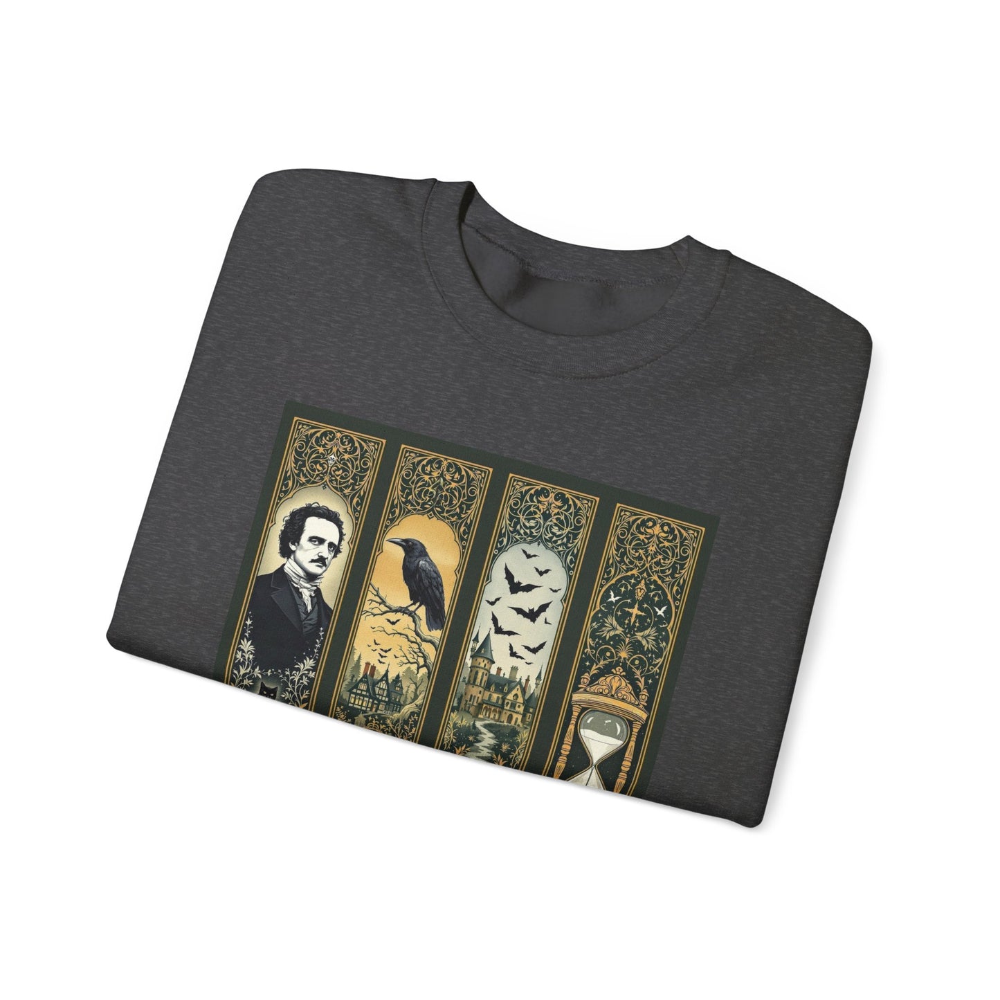 Edgar Allan Poe Sweatshirt The Raven Nevermore Gothic Horror Sweater Dark Academia Macabre Halloween Gift for Book Lovers Birthday Christmas