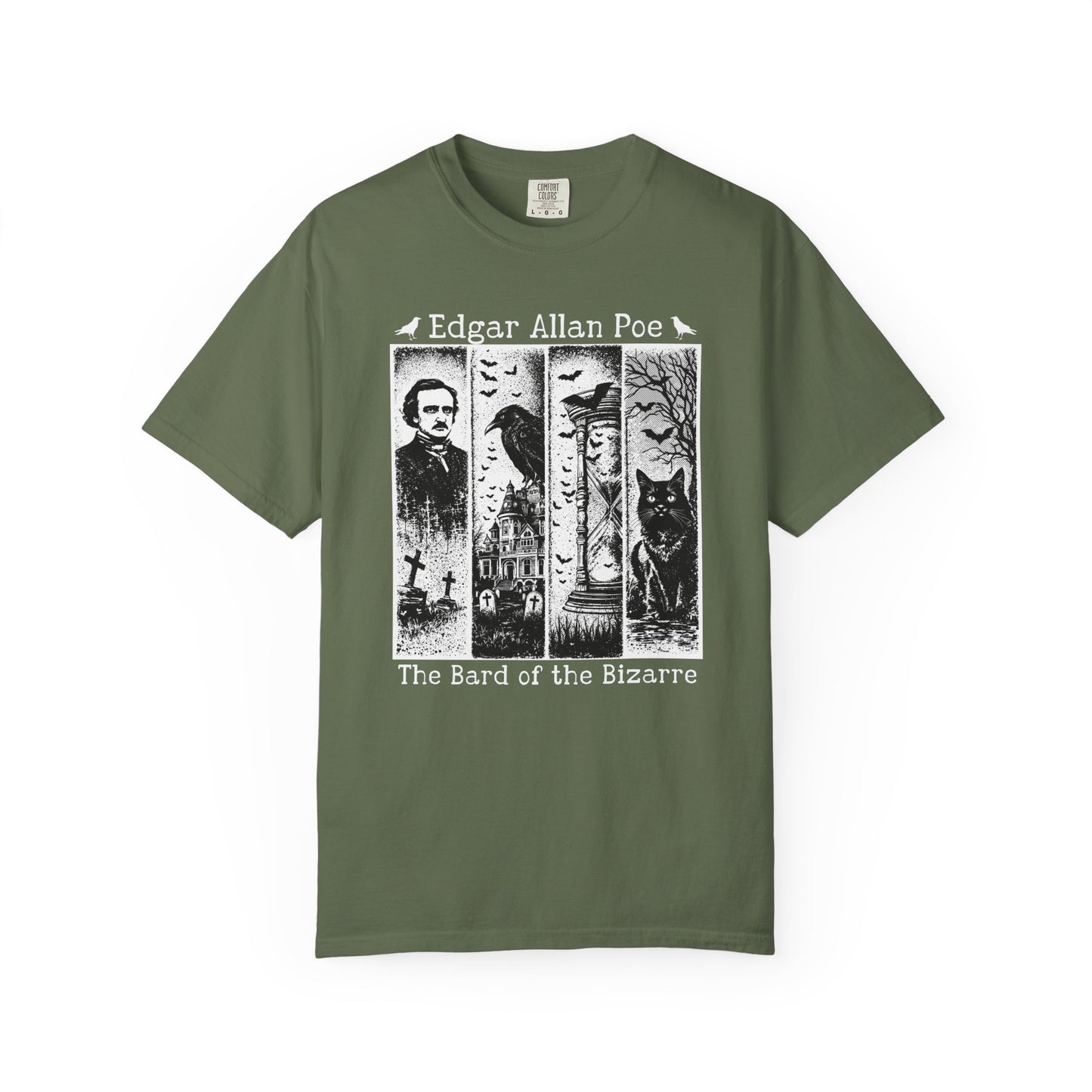 Edgar Allan Poe T-Shirt Gothic Graphic Tee The Raven Nevermore Quote Horror Literature Shirt Dark Academia Aesthetic Halloween Party Gift T-Shirt Printify Sage S