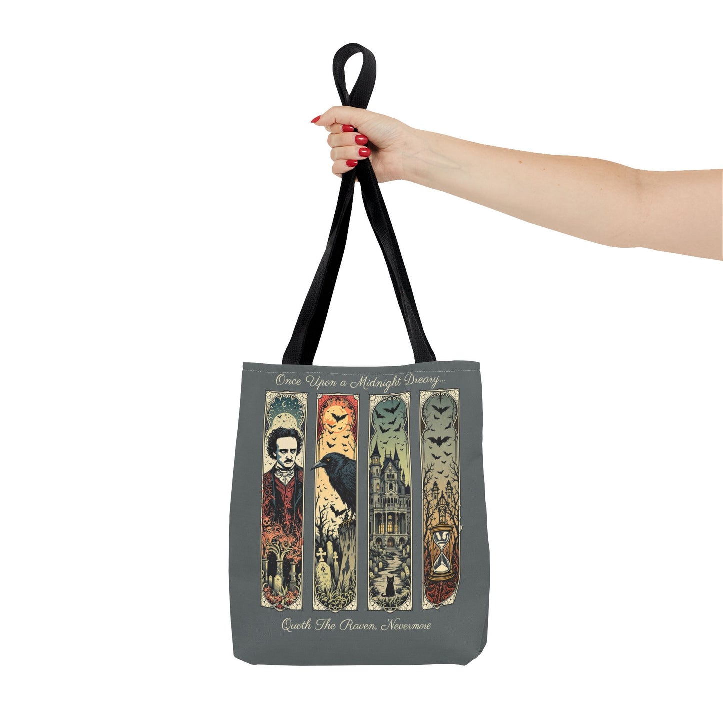 Edgar Allan Poe Tote Bag Gothic Literary Gift for Book Lover Dark Academia Macabre Accessory Halloween Tote Fall School Bag for Poetember Bags Printify
