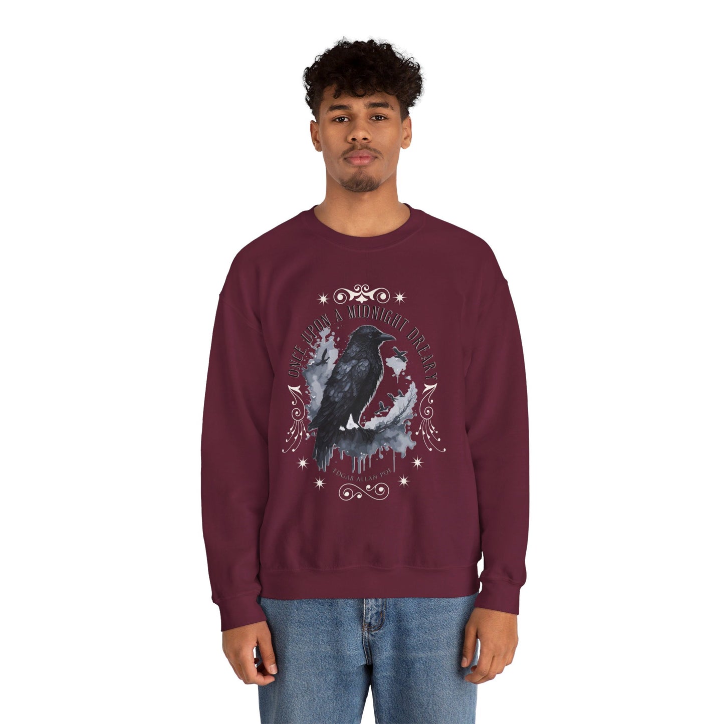 Edgar Allan Poe, The Raven Sweatshirt, Poet, Poetry Lover Sweater, Book Lover, Haunting Gothic Gift, Light, Dark Academia, Horror Movie Top Sweatshirt Printify