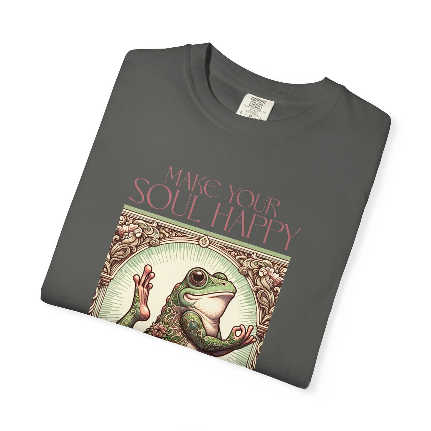 Yoga Frog Make Your Soul Happy Pink Unisex T-Shirt, Casual Wear, Highlander Fan Gift, Comfortable Graphic Tee T-Shirt Printify