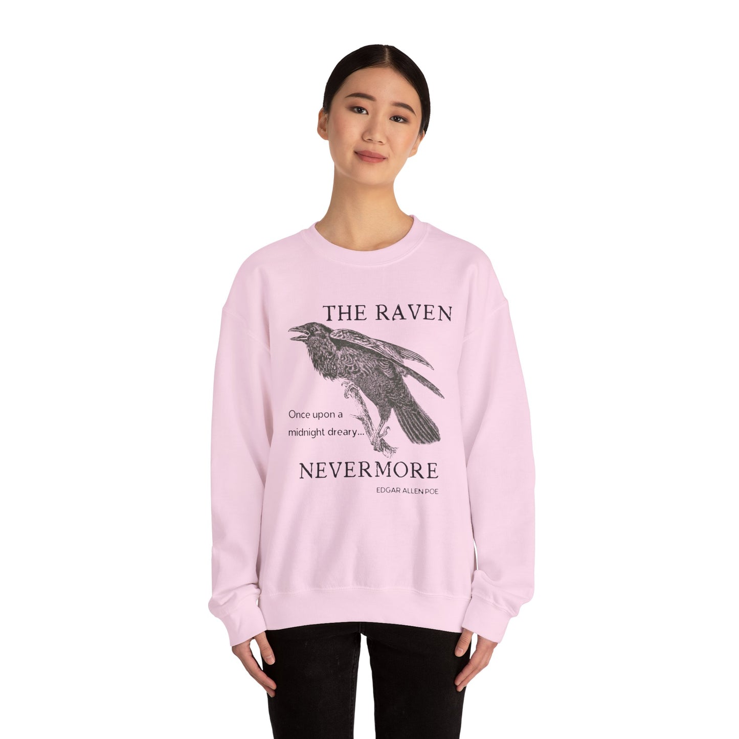 Halloween Vintage The Raven Sweatshirt, Spooky Season Sweater, Trick or Treating Shirt, Halloween Party, Edgar Allen Poe, Nevermore, Gothic Sweatshirt Printify