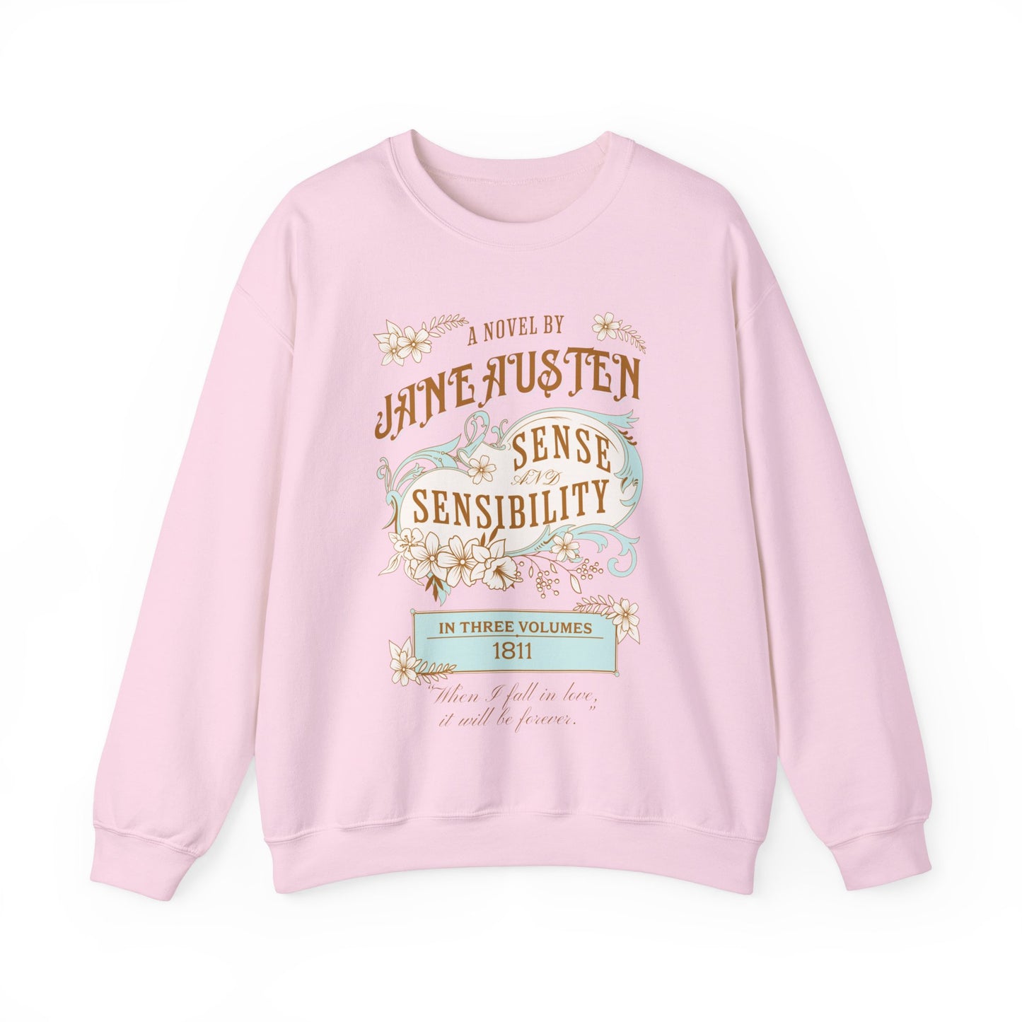 Jane Austen Sweatshirt, Sense & Sensibility Historical Romance Sweater, Bookish Literary Jane Austen Fan Art Gift, Gift for Her, Readers, Sweatshirt Printify S Light Pink