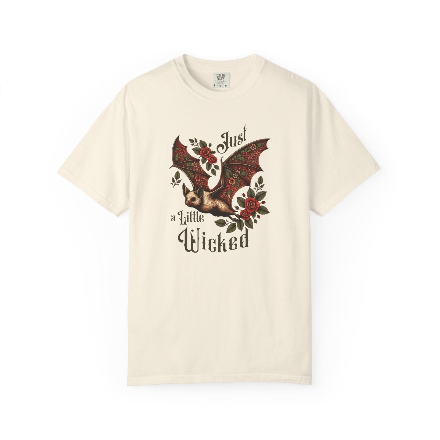 Bat Retro Goth TShirt Vintage Grunge Style Bat Shirt For Halloween Party Spooky Vibes Witchy Dark Academia Comfort Colors Oversized Shirt T-Shirt Printify Ivory S