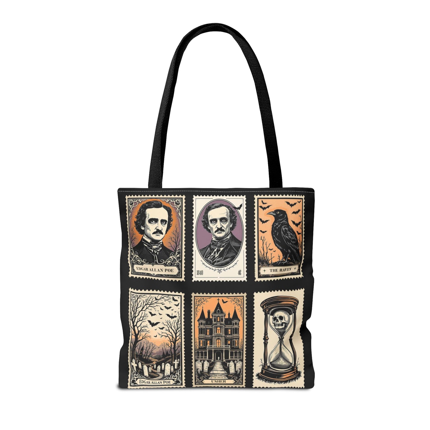 Edgar Allan Poe Tote Bag Gothic Literary Gift for Book Lover Dark Academia Macabre Accessory Halloween Tote Fall School Bag for Poetember Bags Printify