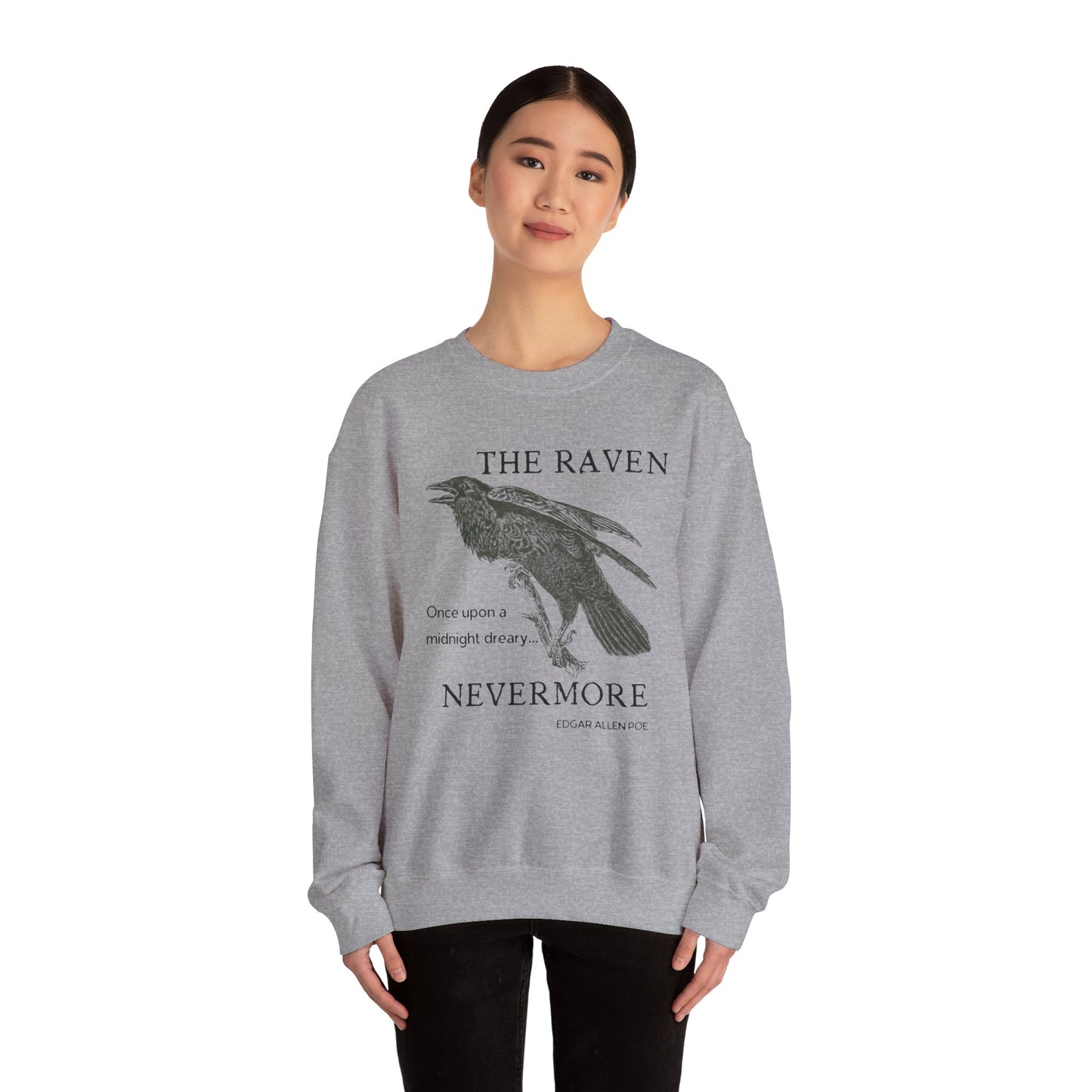 Halloween Vintage The Raven Sweatshirt, Spooky Season Sweater, Trick or Treating Shirt, Halloween Party, Edgar Allen Poe, Nevermore, Gothic Sweatshirt Printify