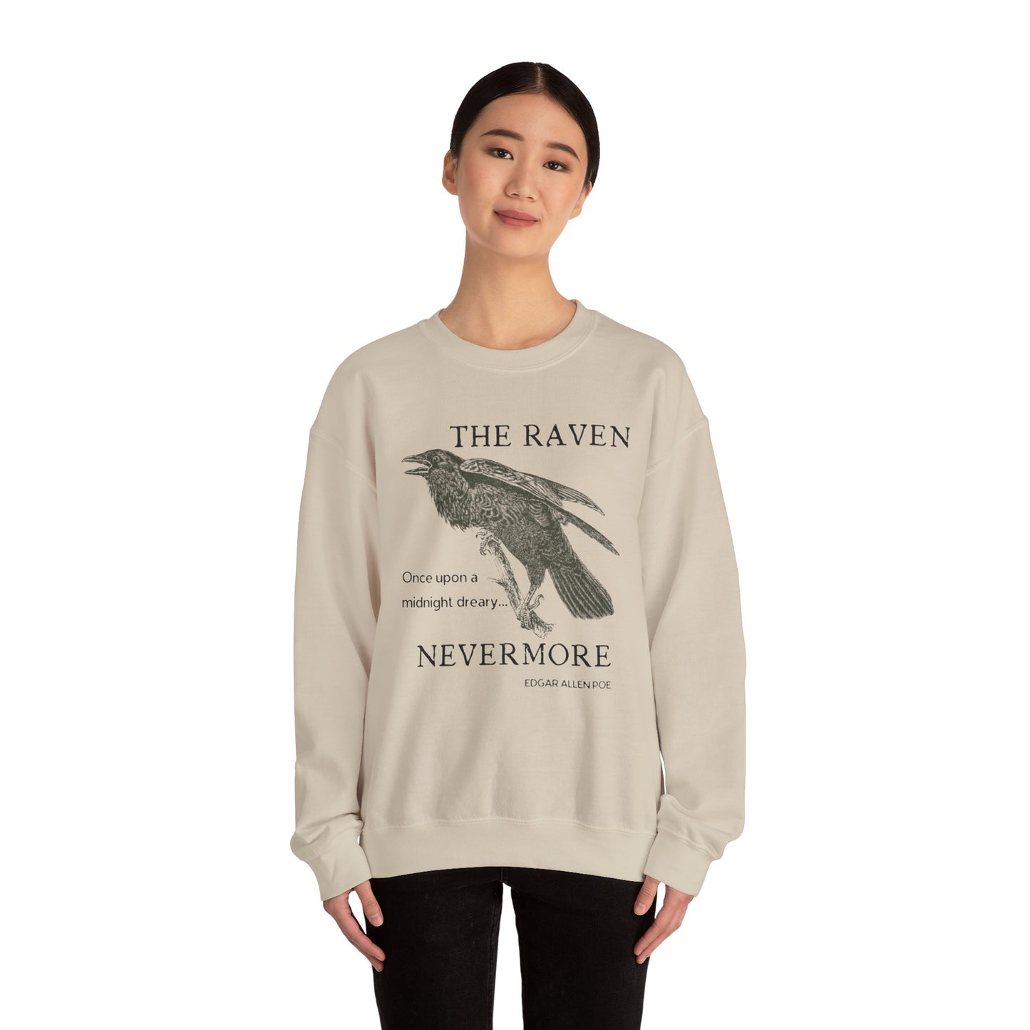 Halloween Vintage The Raven Sweatshirt, Spooky Season Sweater, Trick or Treating Shirt, Halloween Party, Edgar Allen Poe, Nevermore, Gothic Sweatshirt Printify