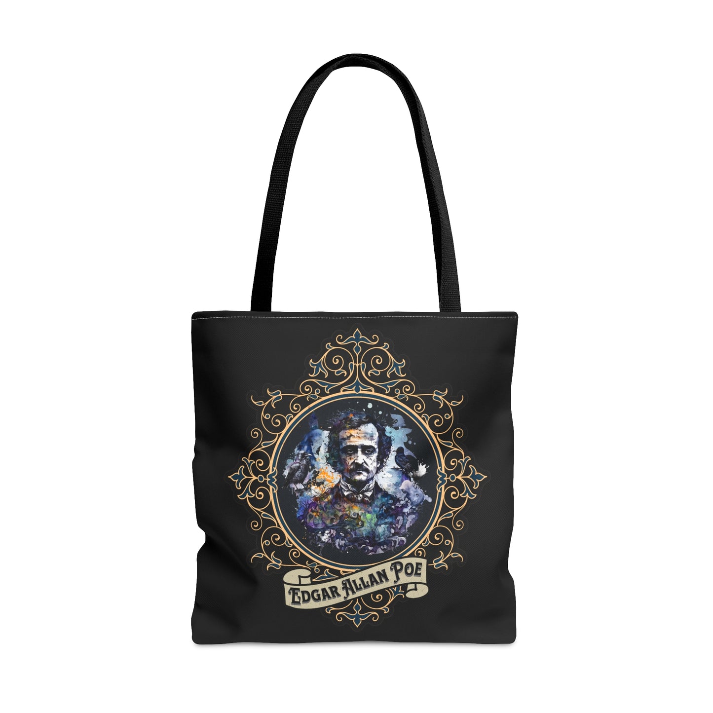 Edgar Allan Poe Tote Bag, Vintage Poet, Poetry Lover Shoulder Bag, Dark Academia, Literary, Bookish, Bookclub Gift, Fall Autumn Project Bag Bags Printify Large