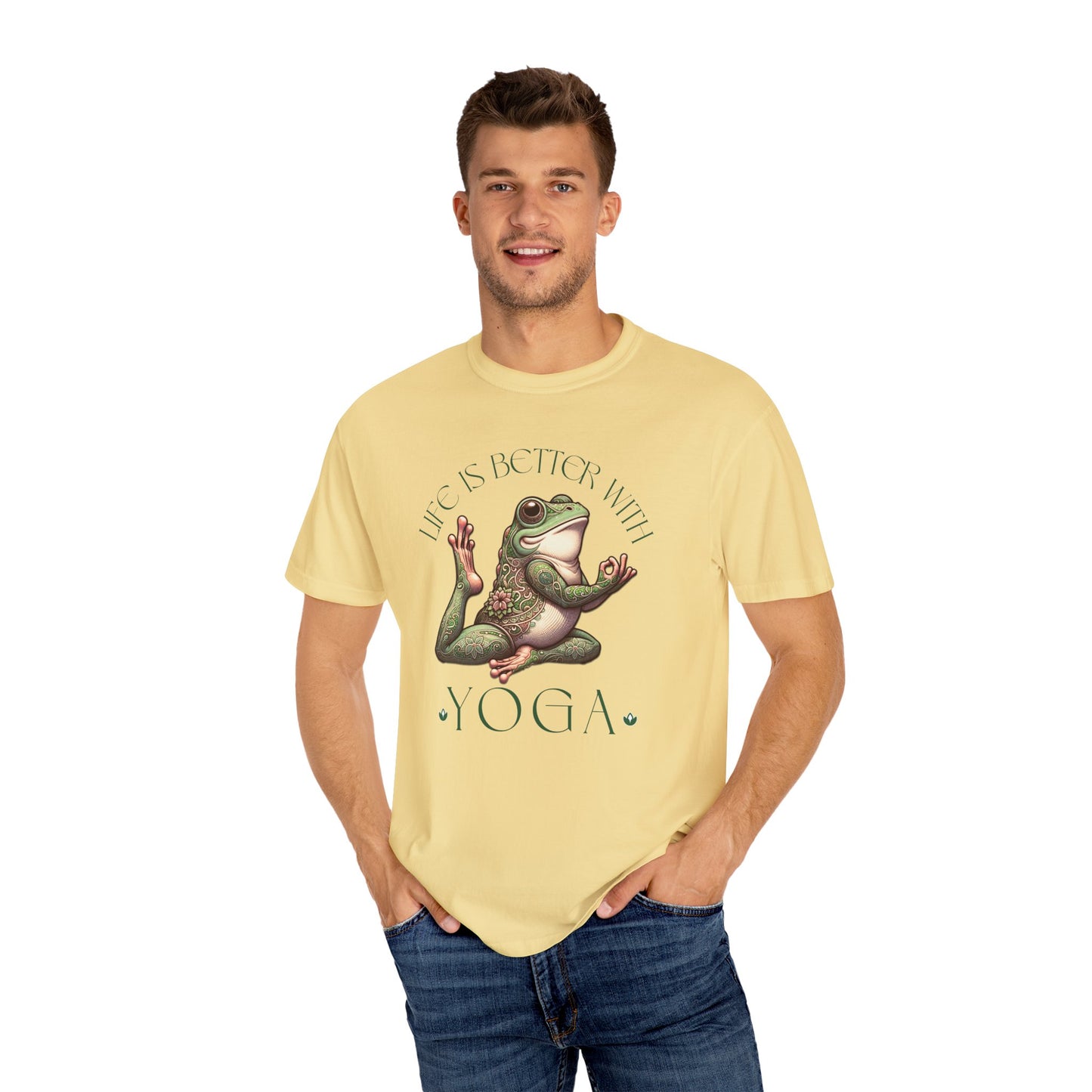 Green Yoga Frog Life Is Better With Yoga Unisex T-Shirt, Casual Wear, Highlander Fan Gift,