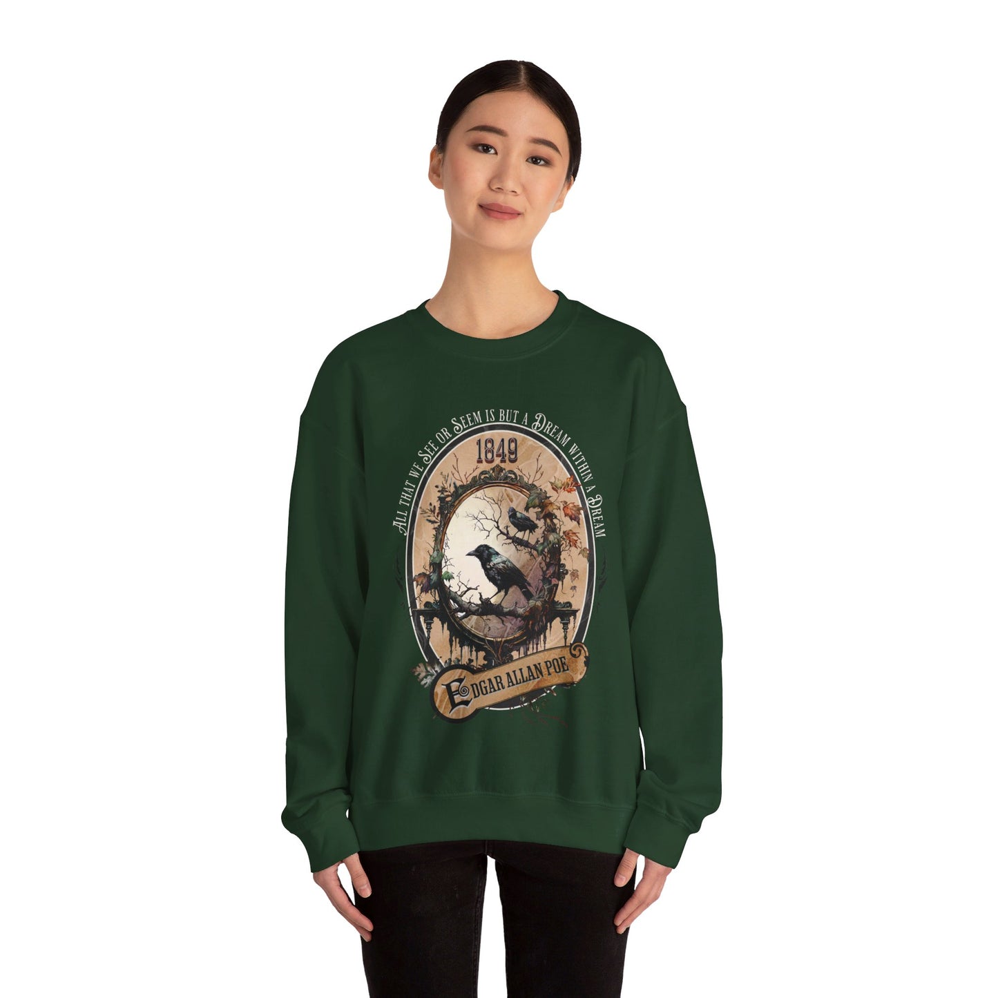Edgar Allan Poe, A Dream Within A Dream Sweatshirt, Book Lover, Halloween, Haunting Gothic Gift, Light, Dark Academia, Horror Movie Sweater Sweatshirt Printify