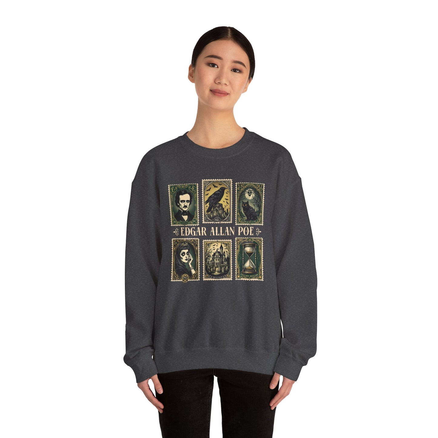 Edgar Allan Poe Sweatshirt The Raven Nevermore Gothic Horror Sweater Dark Academia Macabre Halloween Gift for Book Lovers Birthday Christmas