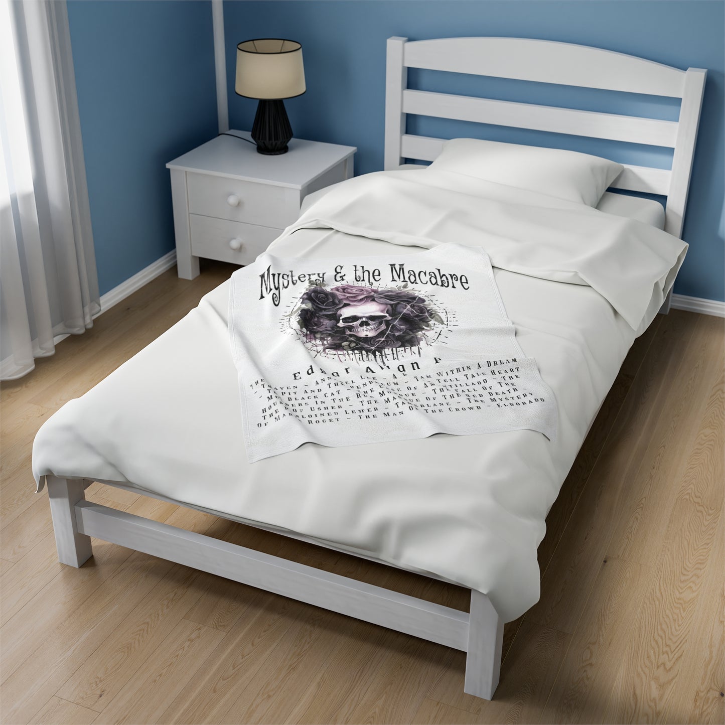 Edgar Allan Poe, Mystery & The Macbre Throw Blanket, Book Lover Reading Blanket, Gothic, Light, Dark Academia, Horror Movie Watching Blanket All Over Prints Printify