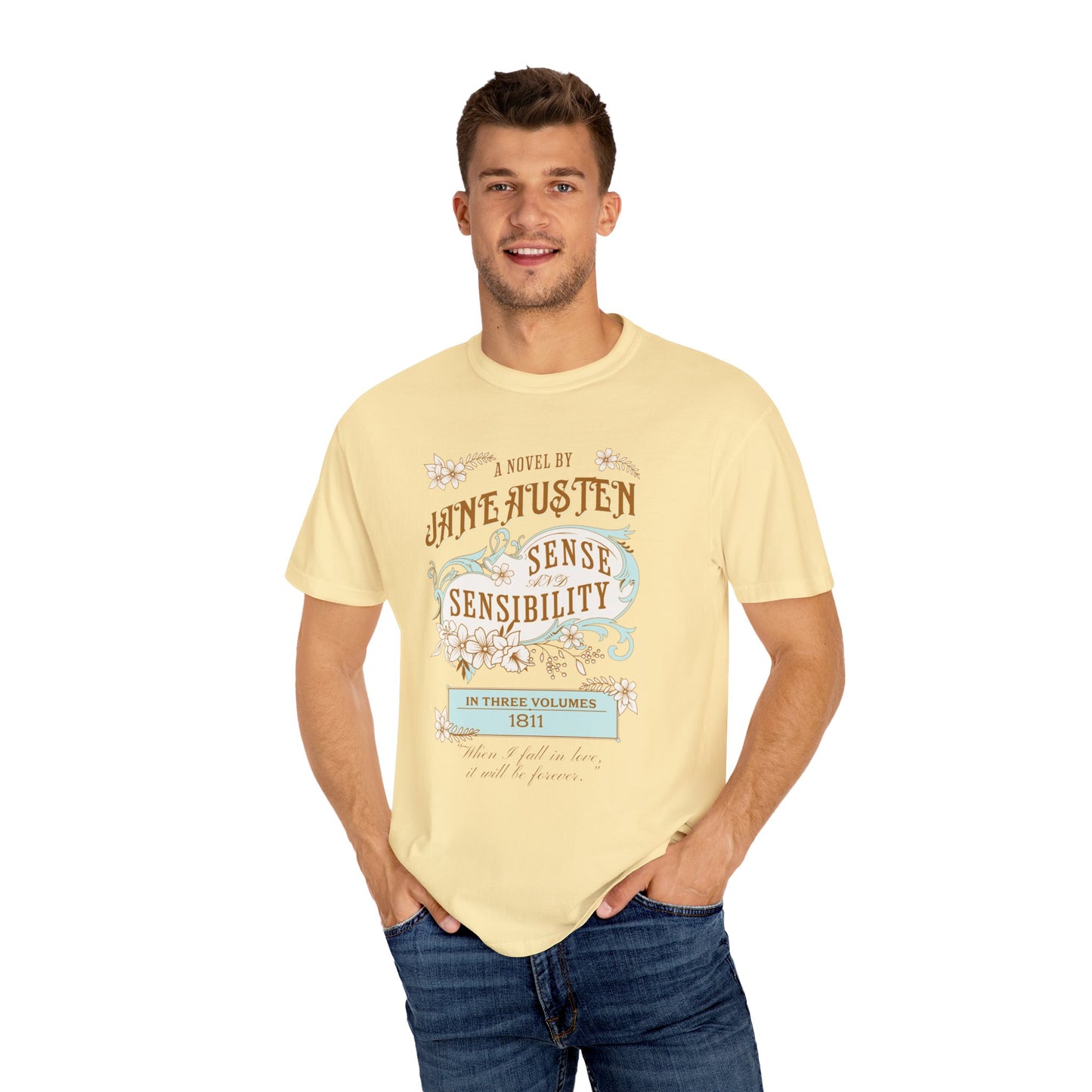 Jane Austen T-Shirt, Sense & Sensibility Historical Romance Comfort Colors Tee, Bookish Literary Jane Austen Fan Art Gift for Her, Readers, T-Shirt Printify