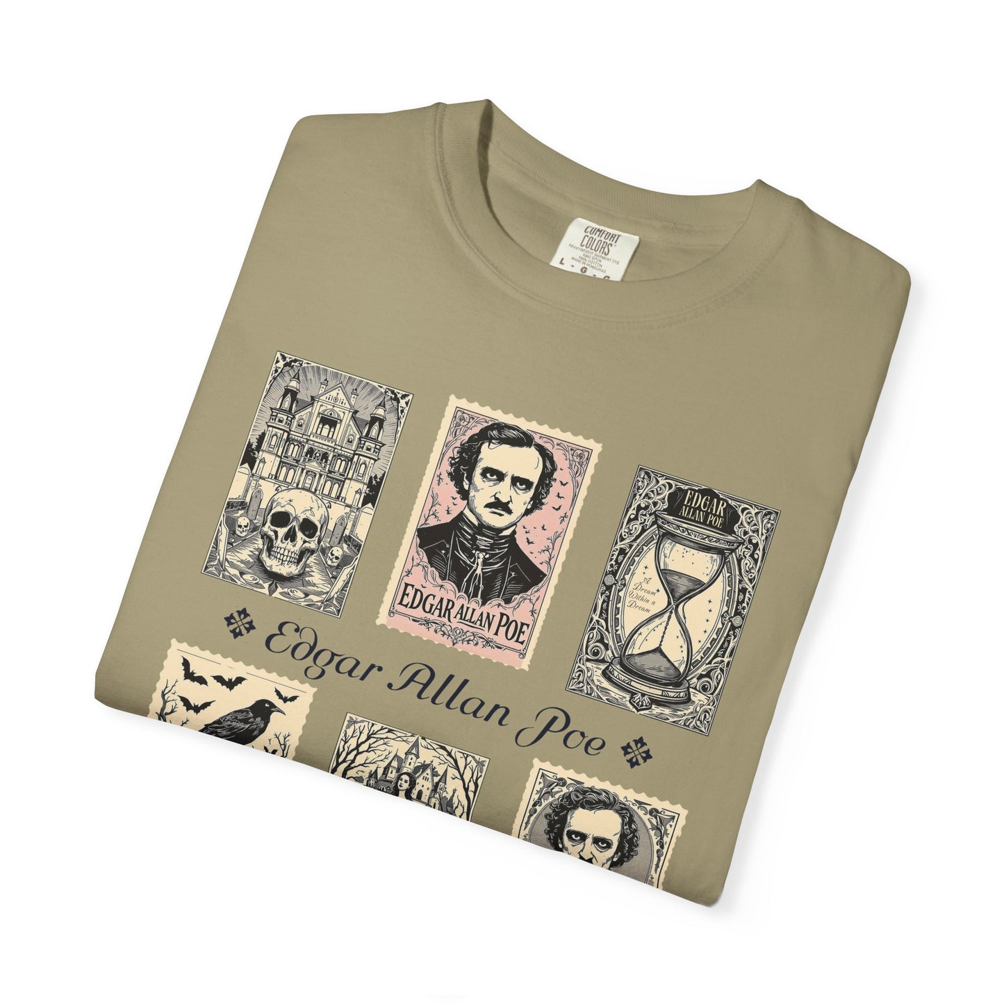 Edgar Allan Poe T-Shirt Gothic Graphic Tee The Raven Nevermore Quote Horror Literature Shirt Dark Academia Aesthetic Halloween Party Gift