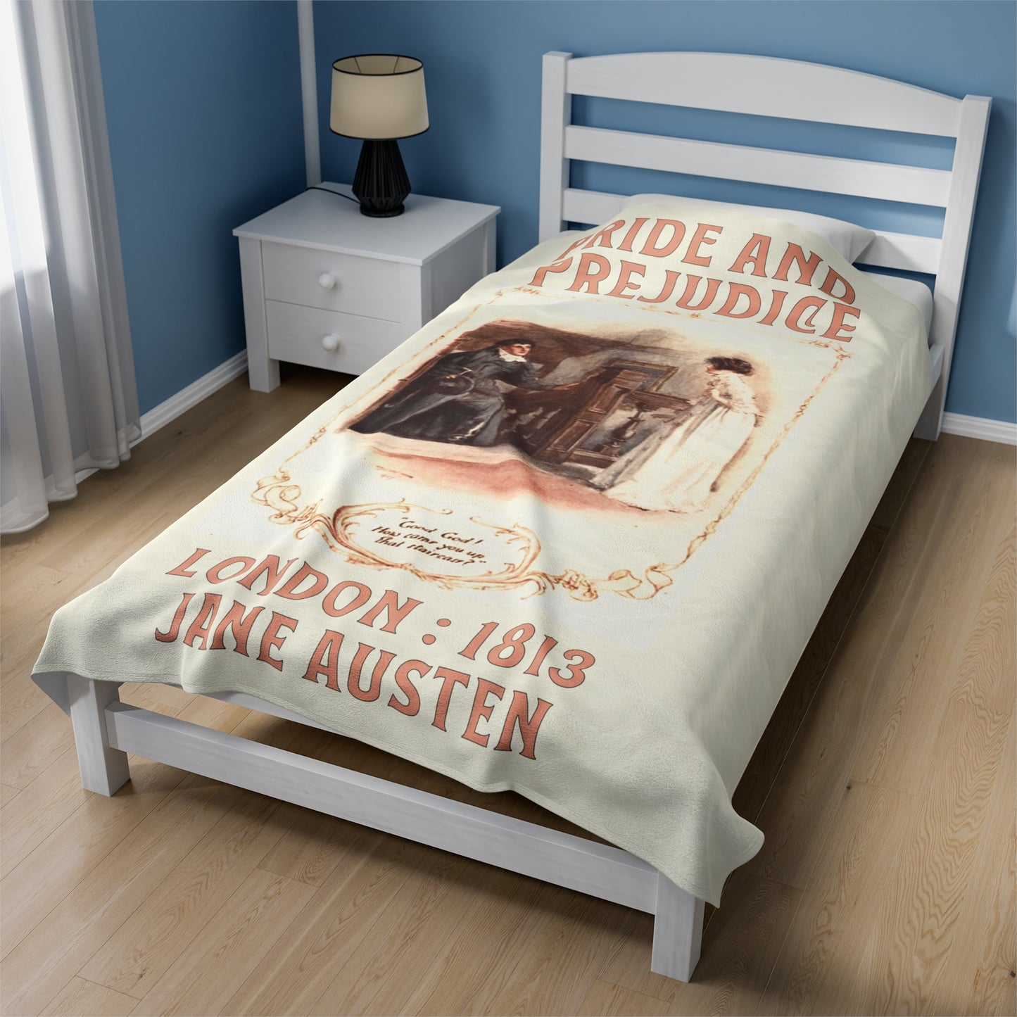Jane Austen Plush Throw Blanket, Pride And Prejudice Historical Romance Gift, Bookish Literary Jane Austen Fan Art, Gift for Her, Bookclub All Over Prints Printify