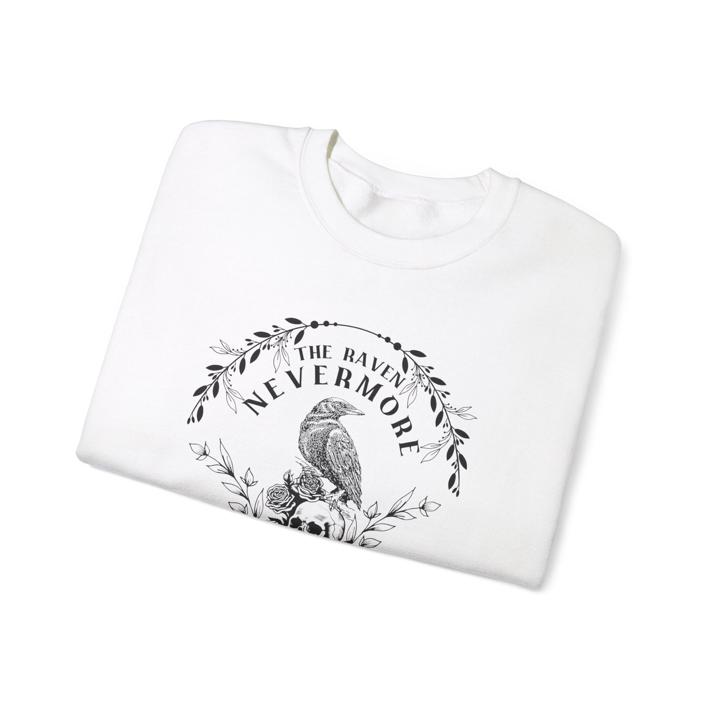 Edgar Allan Poe, Nevermore The Raven Sweatshirt, Book Lover, Halloween, Haunting Gothic Gift, Light, Dark Academia, Horror Movie Sweater Sweatshirt Printify