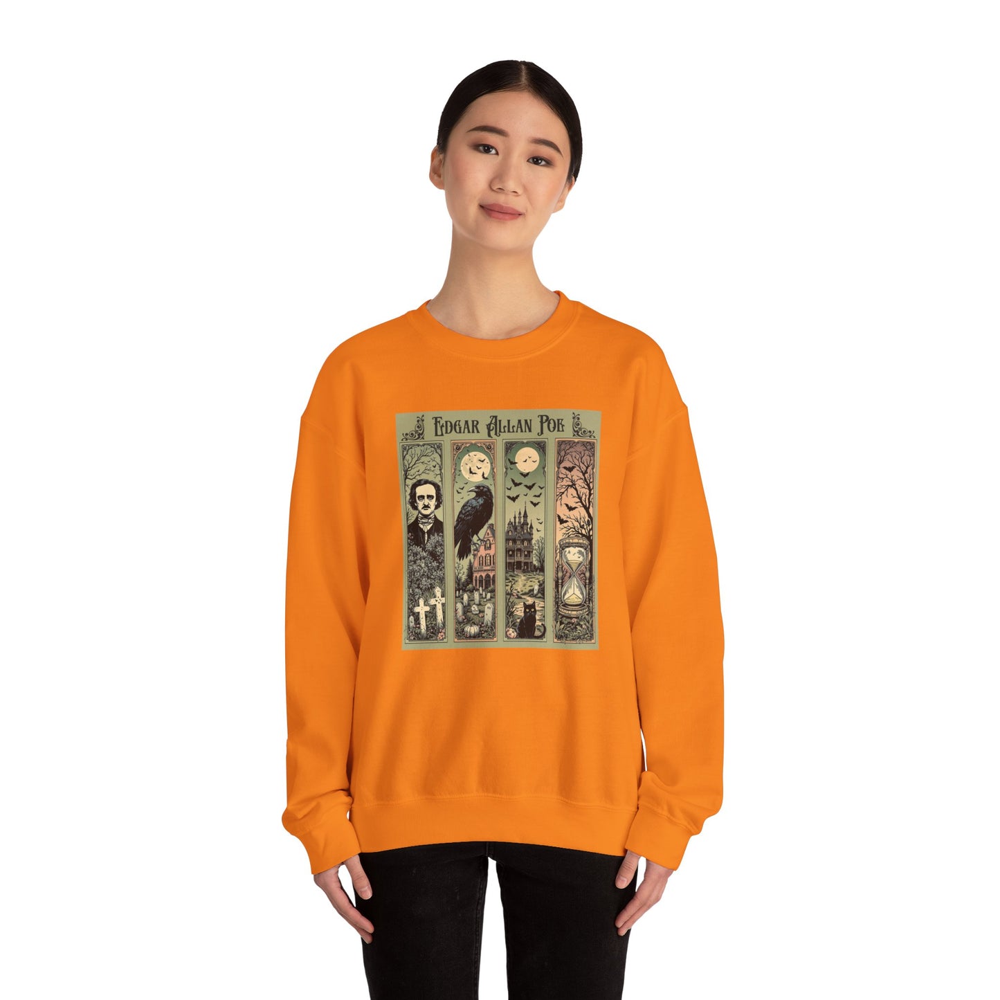 Edgar Allan Poe Sweatshirt The Raven Nevermore Gothic Horror Sweater Dark Academia Macabre Halloween Gift for Book Lovers Birthday Christmas