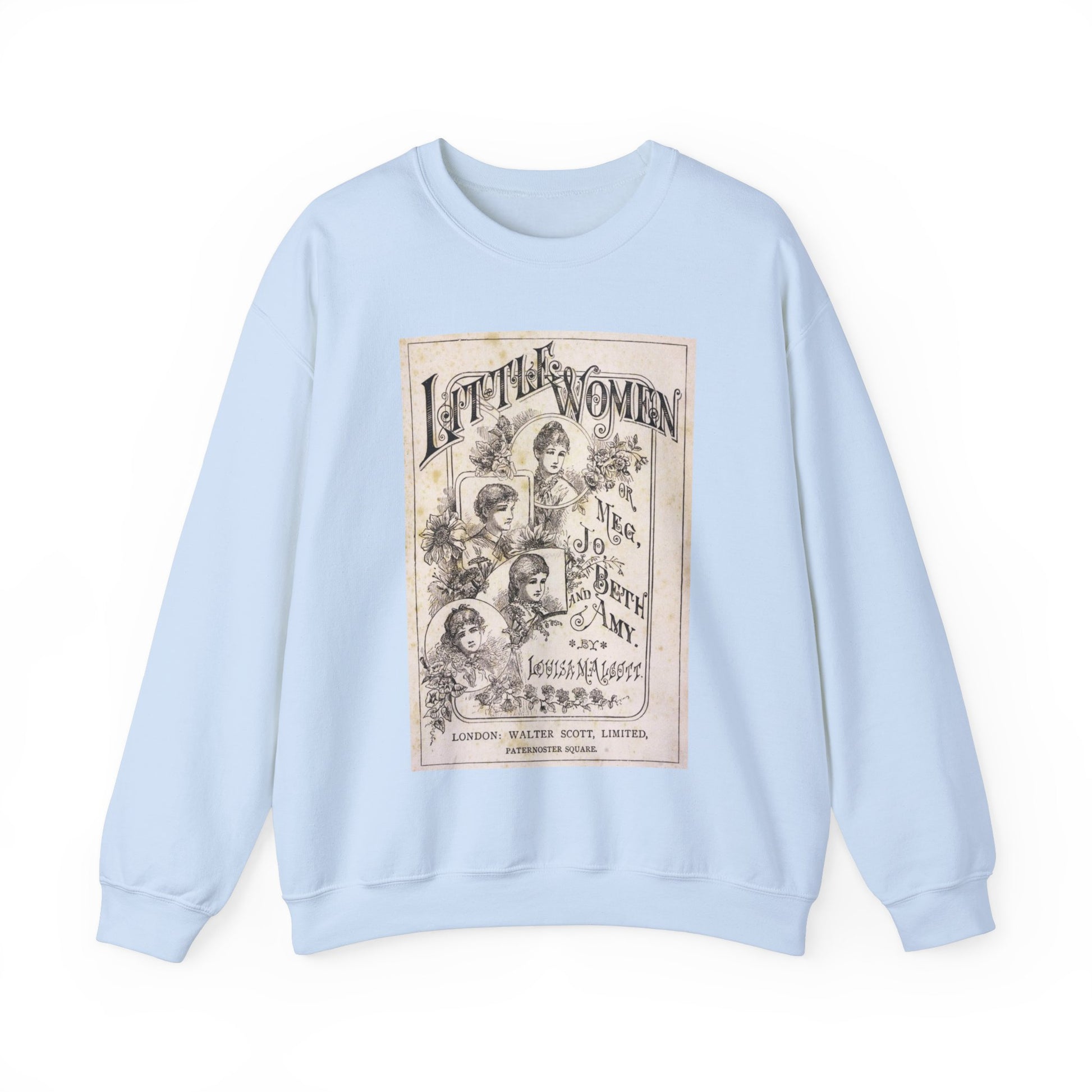 Little Women Sweatshirt, Louisa May Alcott Historical Romance Sweater, Bookish Literary Fan Art Gift, Gift for Her, Bookclub Crewneck Shirt Sweatshirt Printify S Light Blue