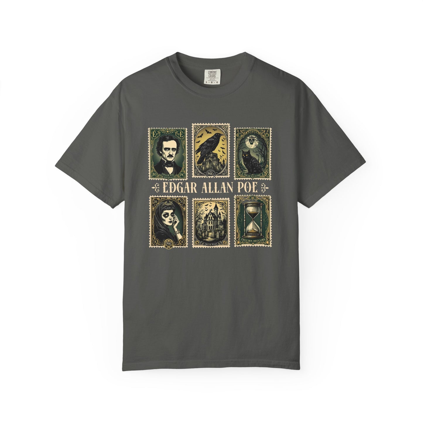 Edgar Allan Poe T-Shirt Gothic Graphic Tee The Raven Nevermore Quote Horror Literature Shirt Dark Academia Aesthetic Halloween Party Gift T-Shirt Printify Pepper S