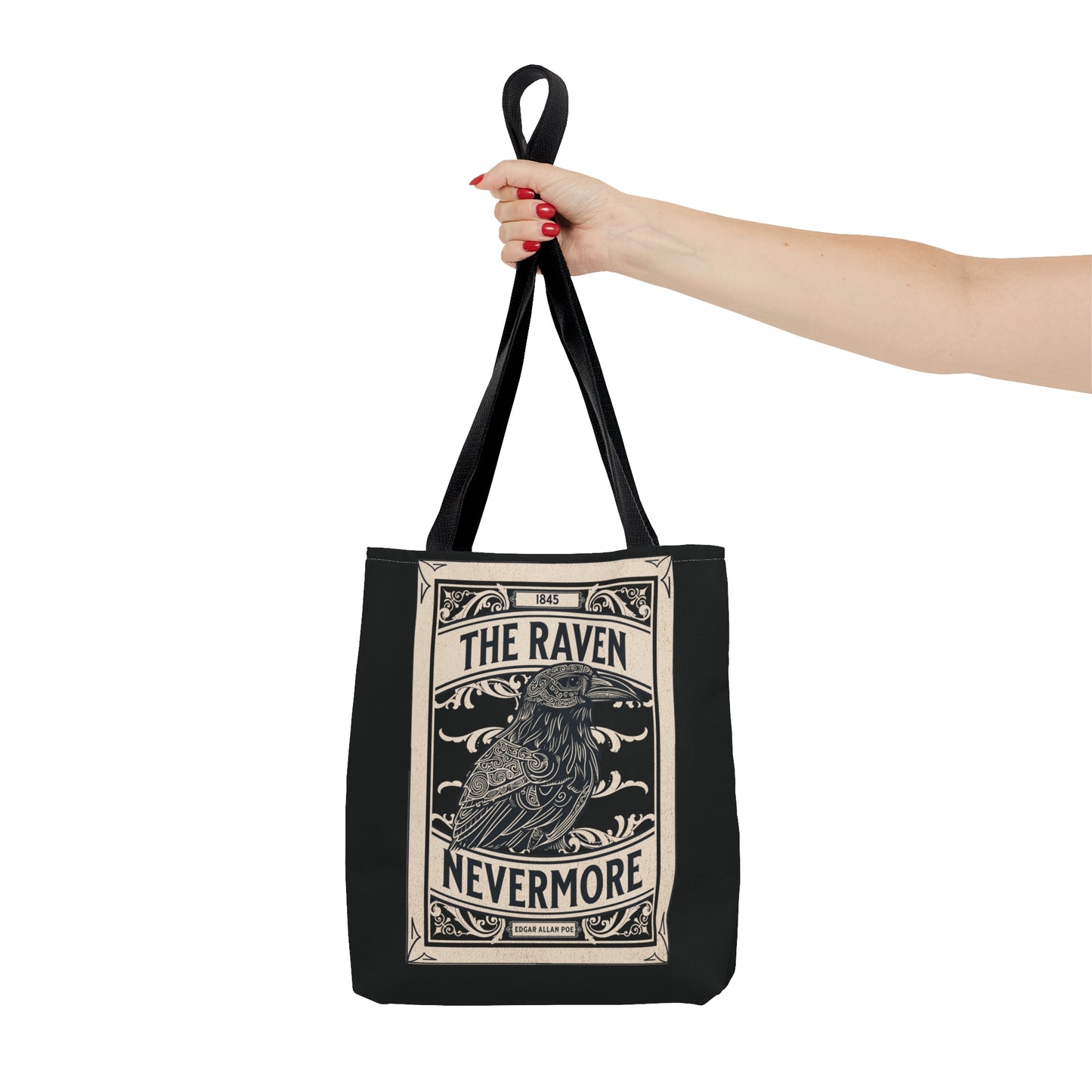 Edgar Allan Poe Tote Bag, The Raven Nevermore Shoulder Bag, Book, Library, Grocery, Travel Bag, Dark Academia, Bookish, Bookclub Gift, Bags Printify
