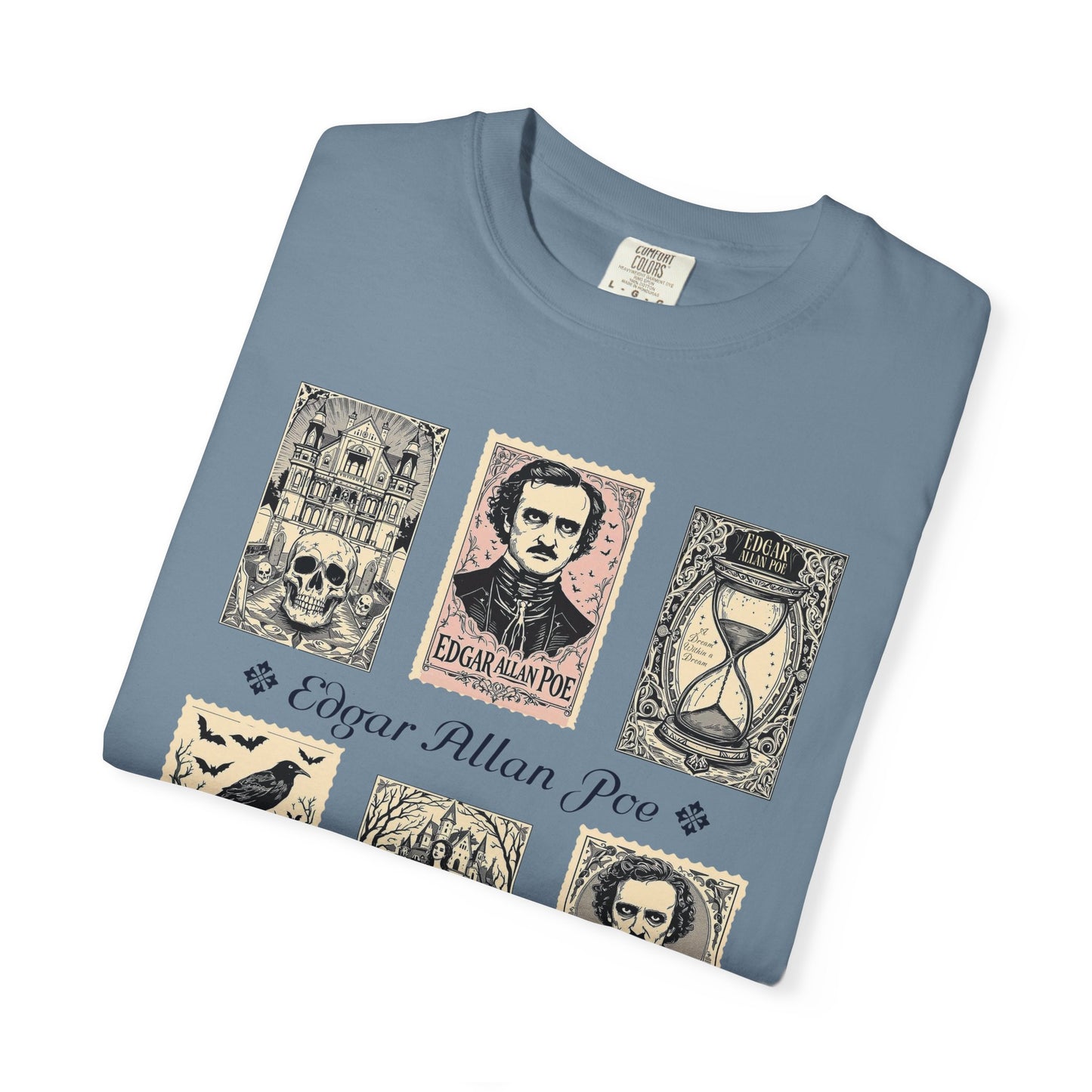Edgar Allan Poe T-Shirt Gothic Graphic Tee The Raven Nevermore Quote Horror Literature Shirt Dark Academia Aesthetic Halloween Party Gift