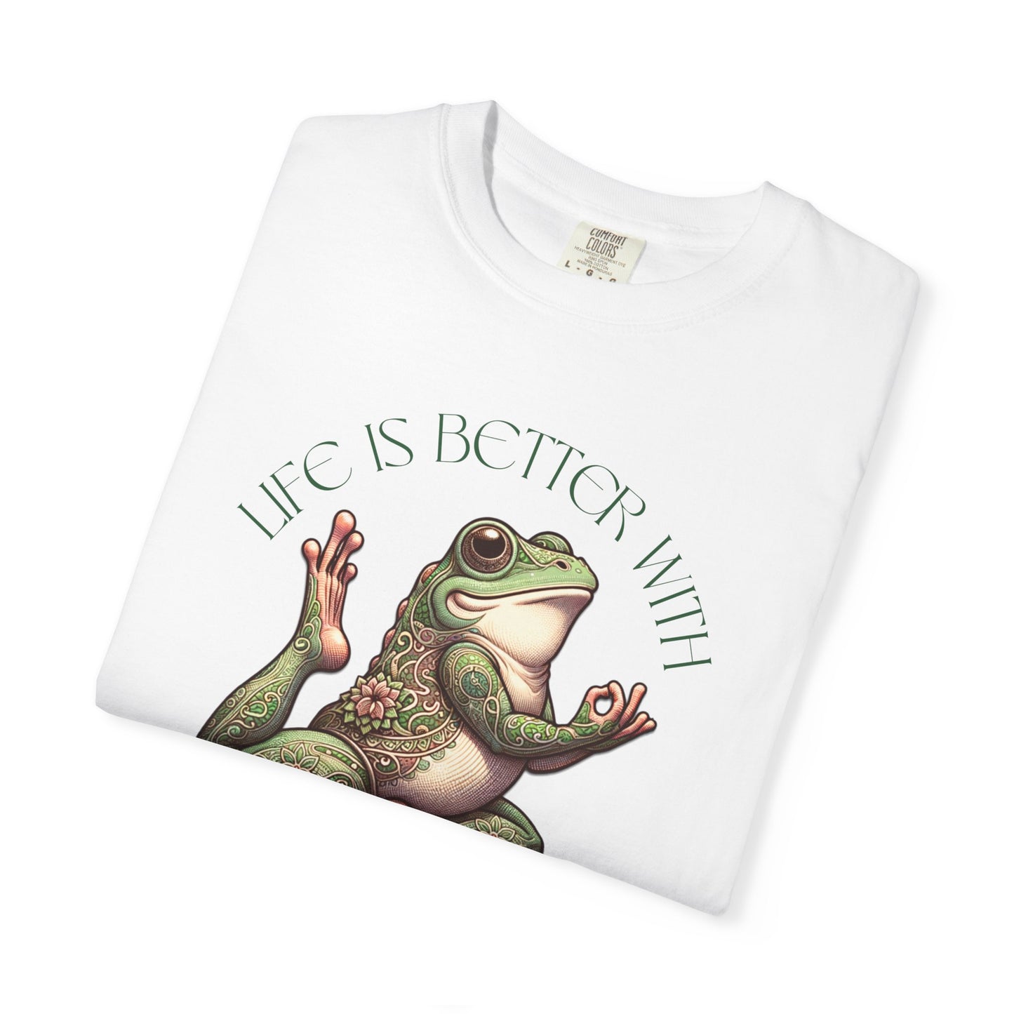 Green Yoga Frog Life Is Better With Yoga Unisex T-Shirt, Casual Wear, Highlander Fan Gift, T-Shirt Printify