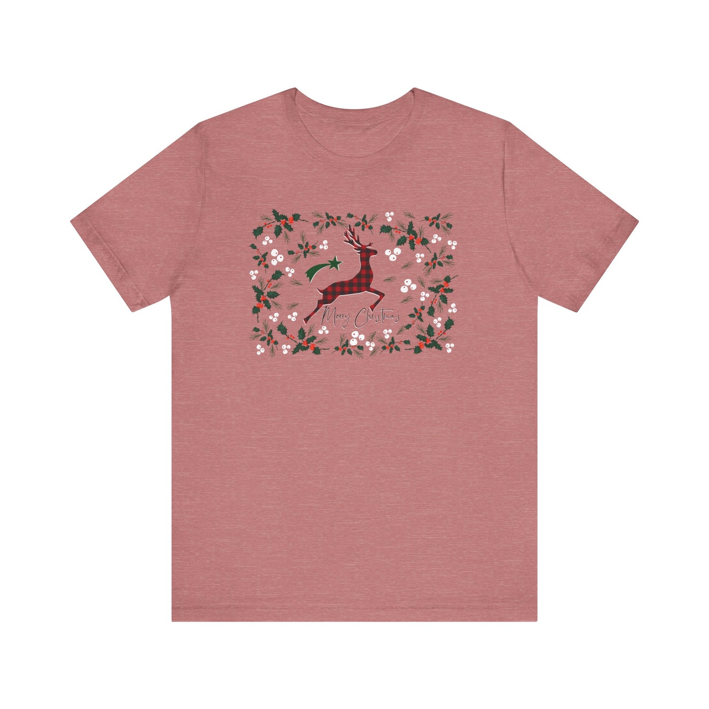 Merry Christmas Plaid Reindeer Shirt, Country Reindeer Shirt, Christmas Family Shirt, Christmas Shirt, Merry Christmas Shirt, Christmas Gift T-Shirt Printify Heather Mauve XS