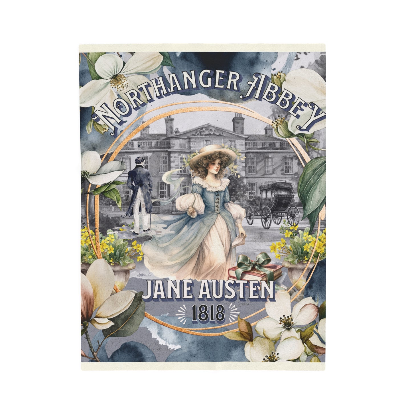 Jane Austen Plush Throw Blanket, Northanger Abbey Historical Romance Gift, Bookish Literary Jane Austen Fan Art Gift, Gift for Her, Bookclub All Over Prints Printify 30" × 40"