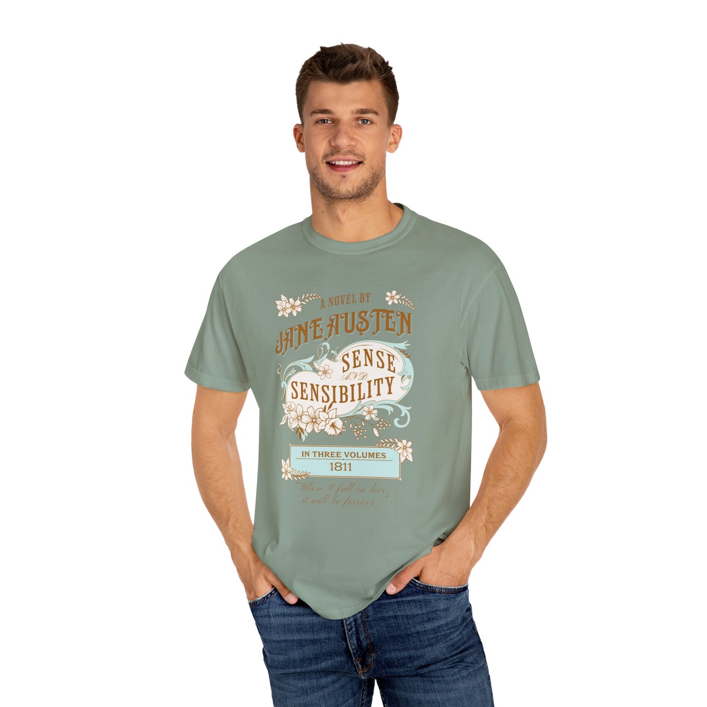 Jane Austen T-Shirt, Sense & Sensibility Historical Romance Comfort Colors Tee, Bookish Literary Jane Austen Fan Art Gift for Her, Readers, T-Shirt Printify