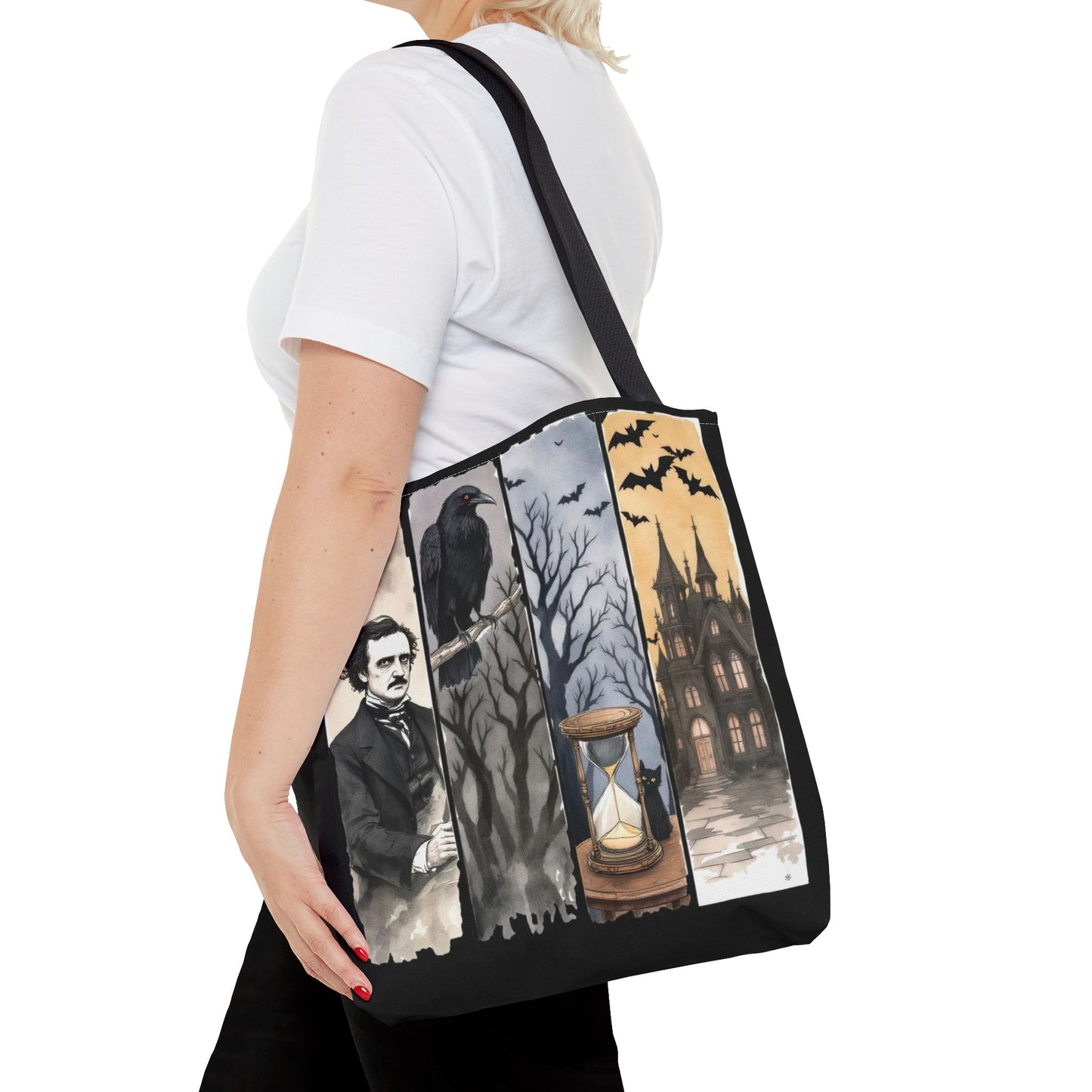 Edgar Allan Poe Tote Bag Gothic Literary Gift for Book Lover Dark Academia Macabre Accessory Halloween Tote Fall School Bag for Poetember Bags Printify