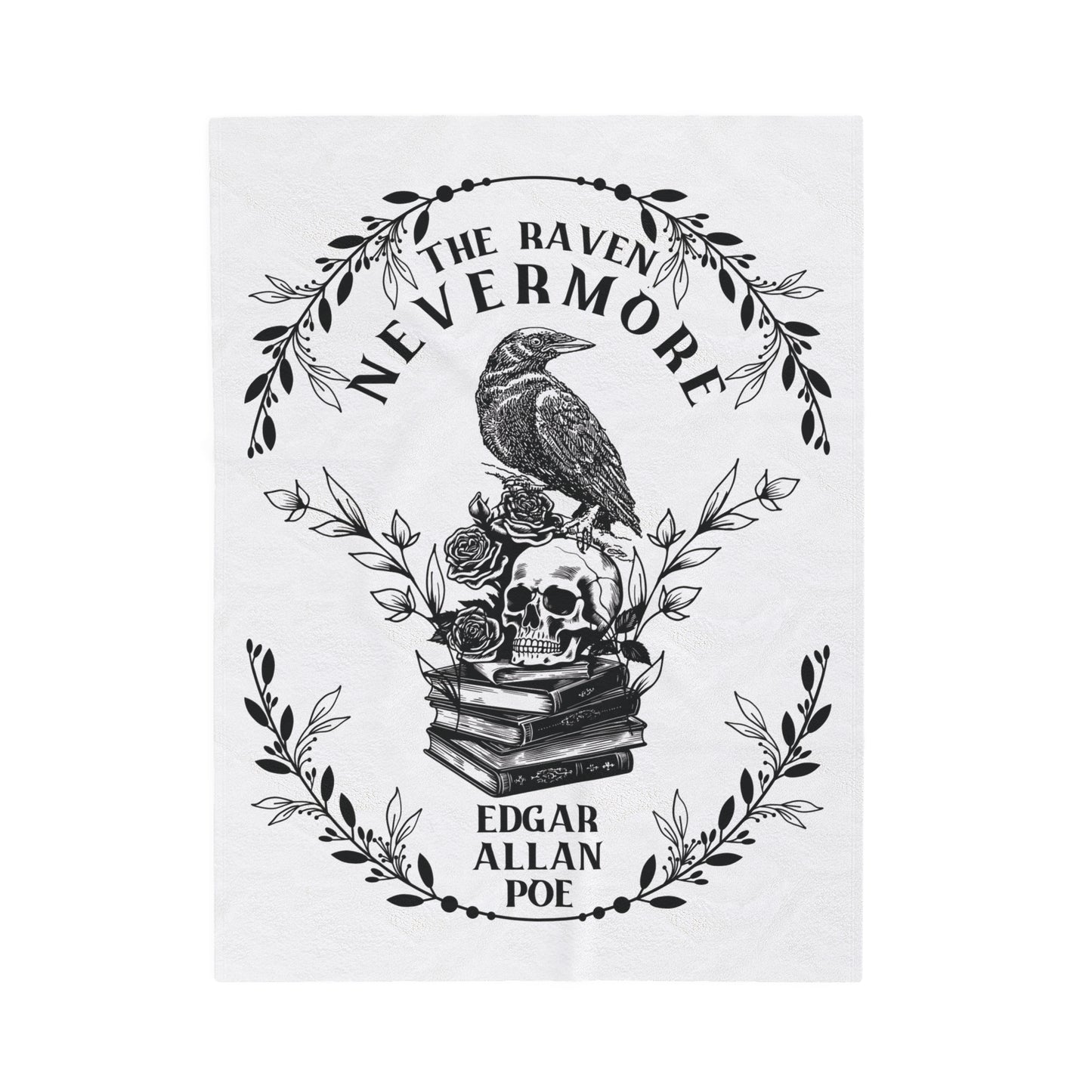 Edgar Allan Poe, Nevermore The Raven Throw Blanket, Book Lover Reading Blanket, Gothic, Light, Dark Academia, Horror Movie Watching Blanket All Over Prints Printify 30" × 40"