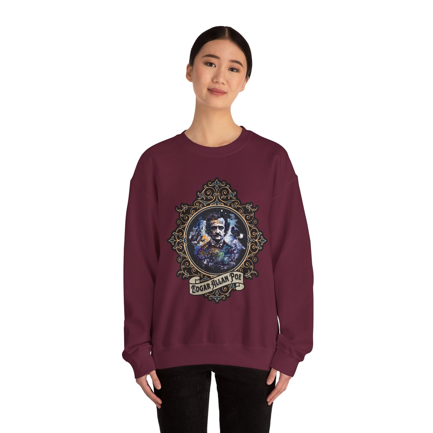 Edgar Allan Poe, Poet, Poetry Lover Sweatshirt, Book Lover, Halloween, Haunting Gothic Gift, Light, Dark Academia, Horror Movie Sweater Sweatshirt Printify